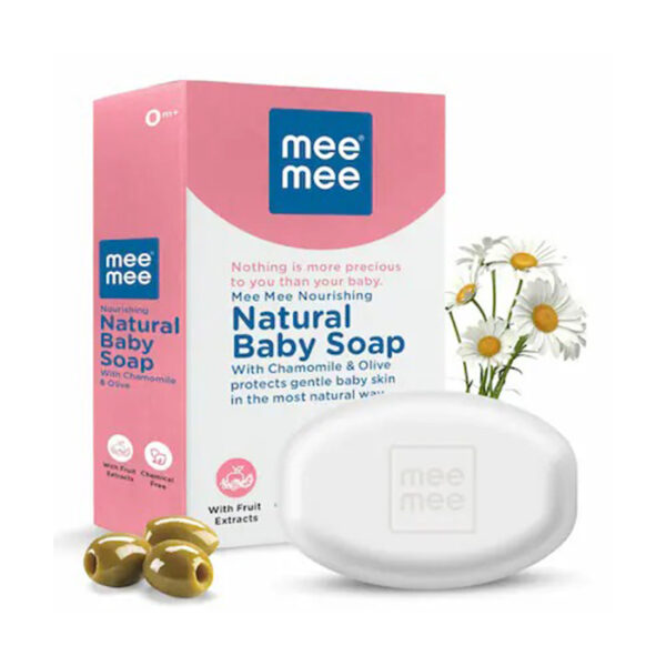 Mee Mee Baby Gentle Soap For Baby | Bath Bar with 100% Natural Chamomile & Olive, Dermatologically Tested For Soft Baby Skin, 75 gram, Pack of 3 Soaps