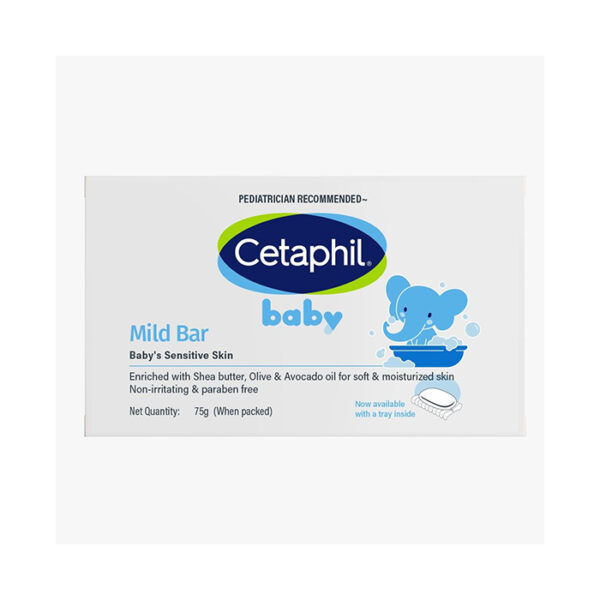 Cetaphil Baby Mild Bar 75gm, Kids Soap for Bath, White, Medium