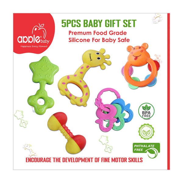 AC407 APPLE BABY 5PCS RATTLE SET (Pack of 2)