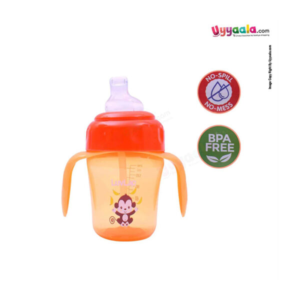 LUVLAP Banana time Bite Proof 2 in 1 Soft Spout & Straw Sipper Cup 150ml,6+m Age - Orange