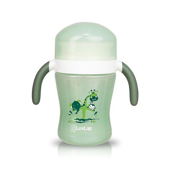 LuvLap 360° Soft Spout Baby Trainer Sipper, 240ml, Dual Handle Leakproof & spillproof Sippy Cup for Babies/Toddlers/Kids, Easy-Grip Handles, BPA-Free, Ergonomic Design, Green