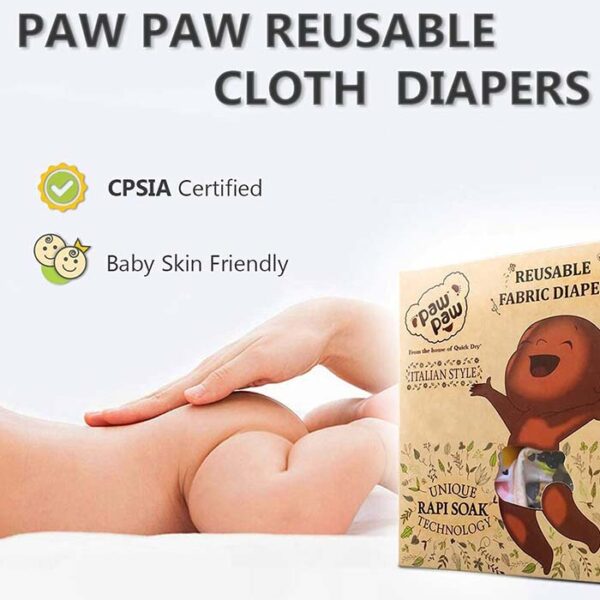 PAW PAW Pack Of 3 Reusable Cloth Diaper For Babies | Washable & Reusable Cloth Diaper For Babies Set Of 3