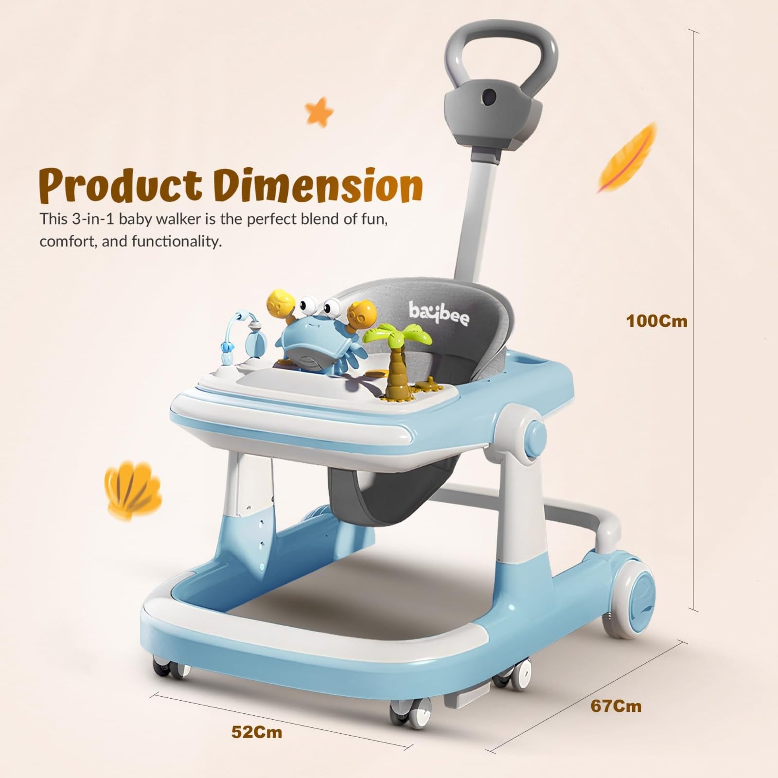 Baybee 3 in 1 Baby Walker for 6-18 Month Baby, Push Walker for Kids with Parental Handle - Image 13