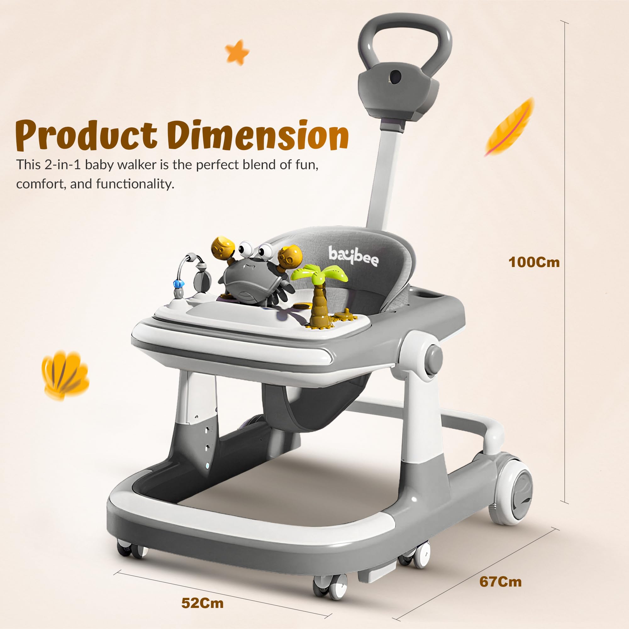 Baybee 3 in 1 Baby Walker for 6-18 Month Baby, Push Walker for Kids with Parental Handle - Image 20