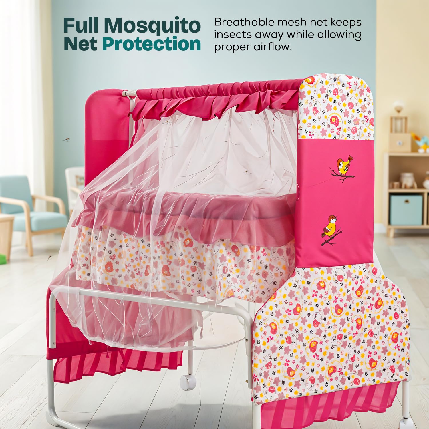 Baybee Baby Swing Cradle for Newborn Babies with Mosquito Net, Infant Jhula, Palna for Kids - Image 4