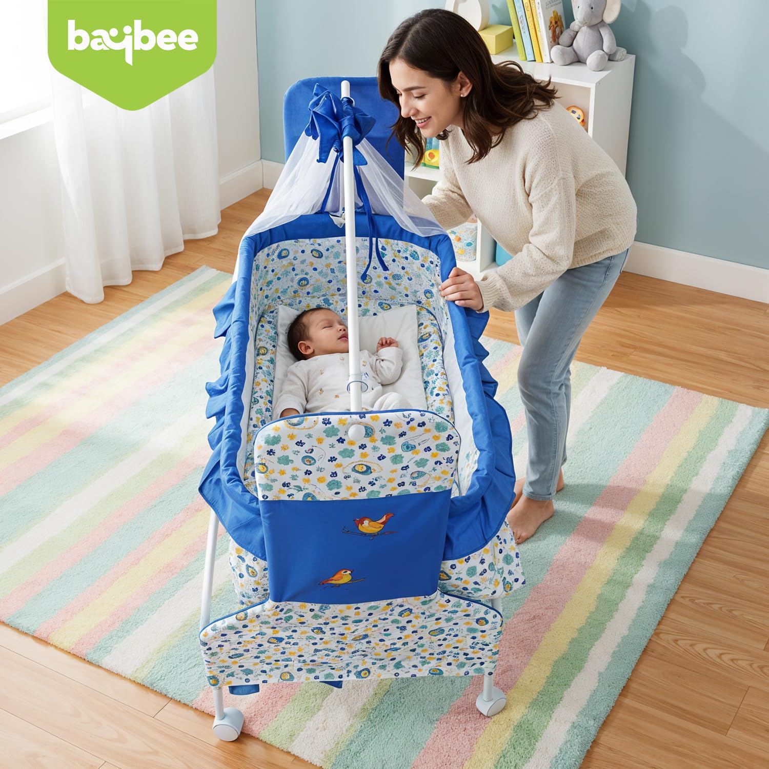 Baybee Baby Swing Cradle for Newborn Babies with Mosquito Net, Infant Jhula, Palna for Kids - Image 13