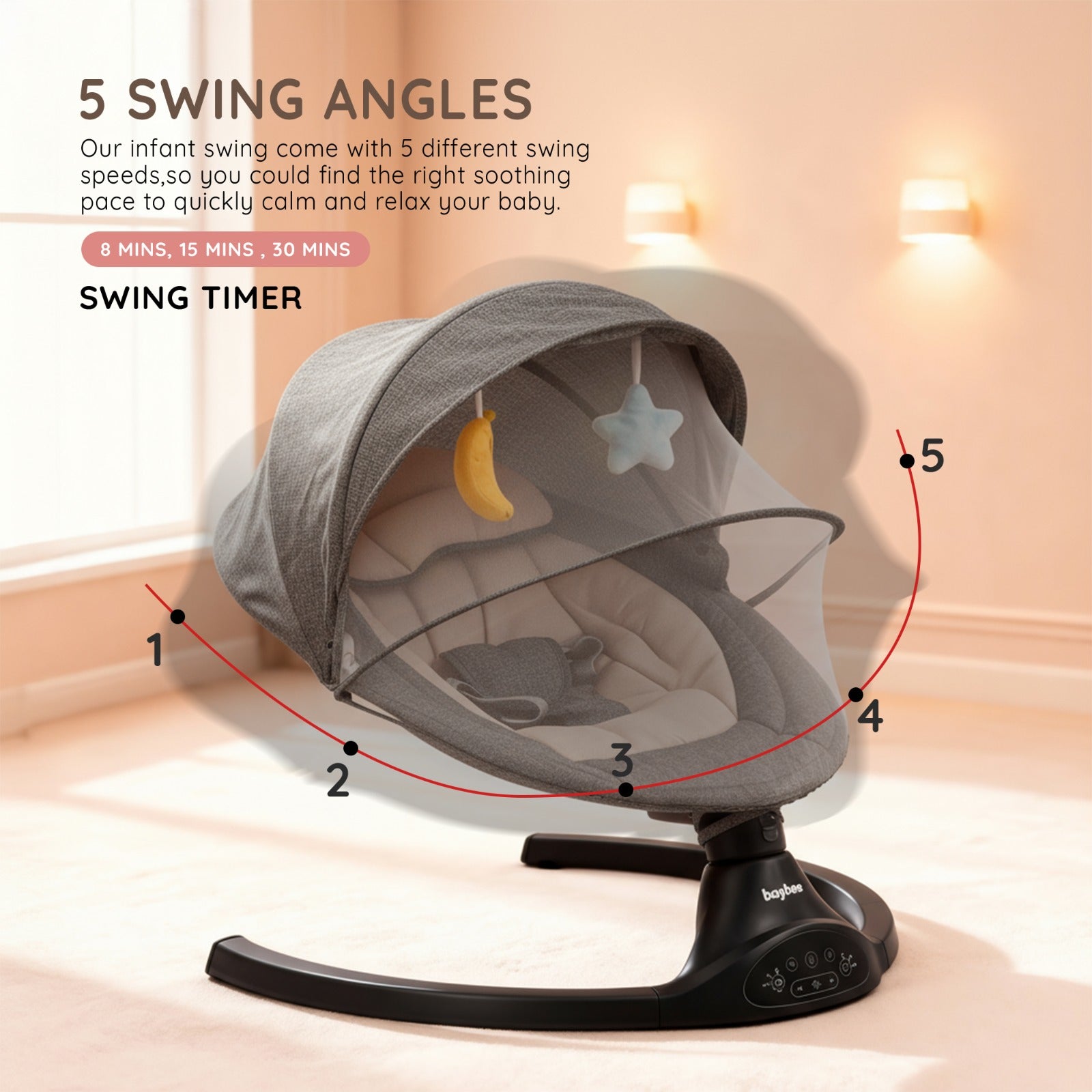 Baybee Automatic Electric Baby Swing Cradle - Image 5
