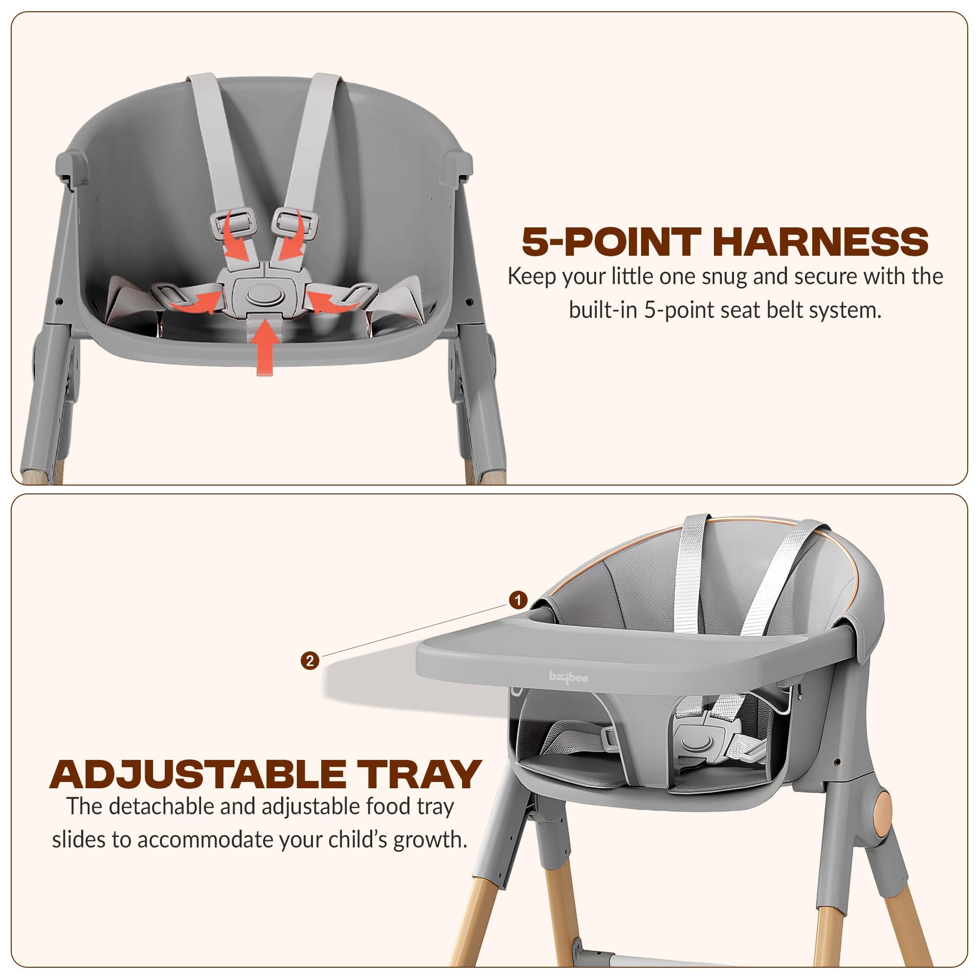 Baybee 3-in-1 Convertible High Chair for Kids - Image 5