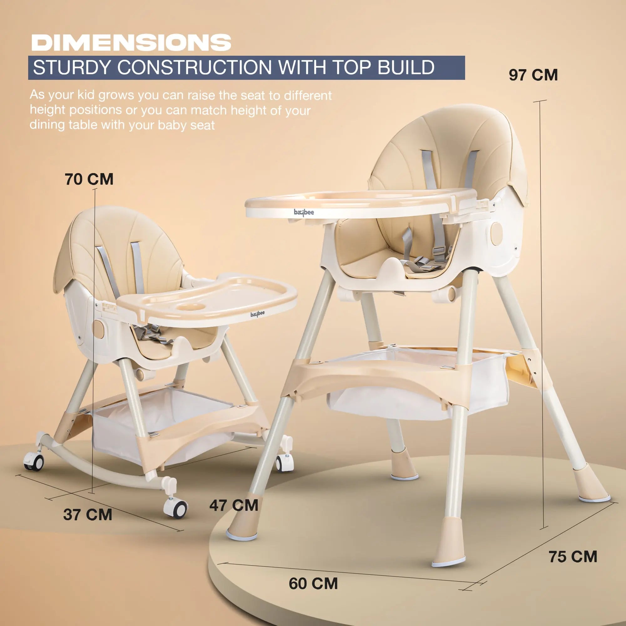 Baybee 4 in 1 Convertible High Chair for Kids - Image 3