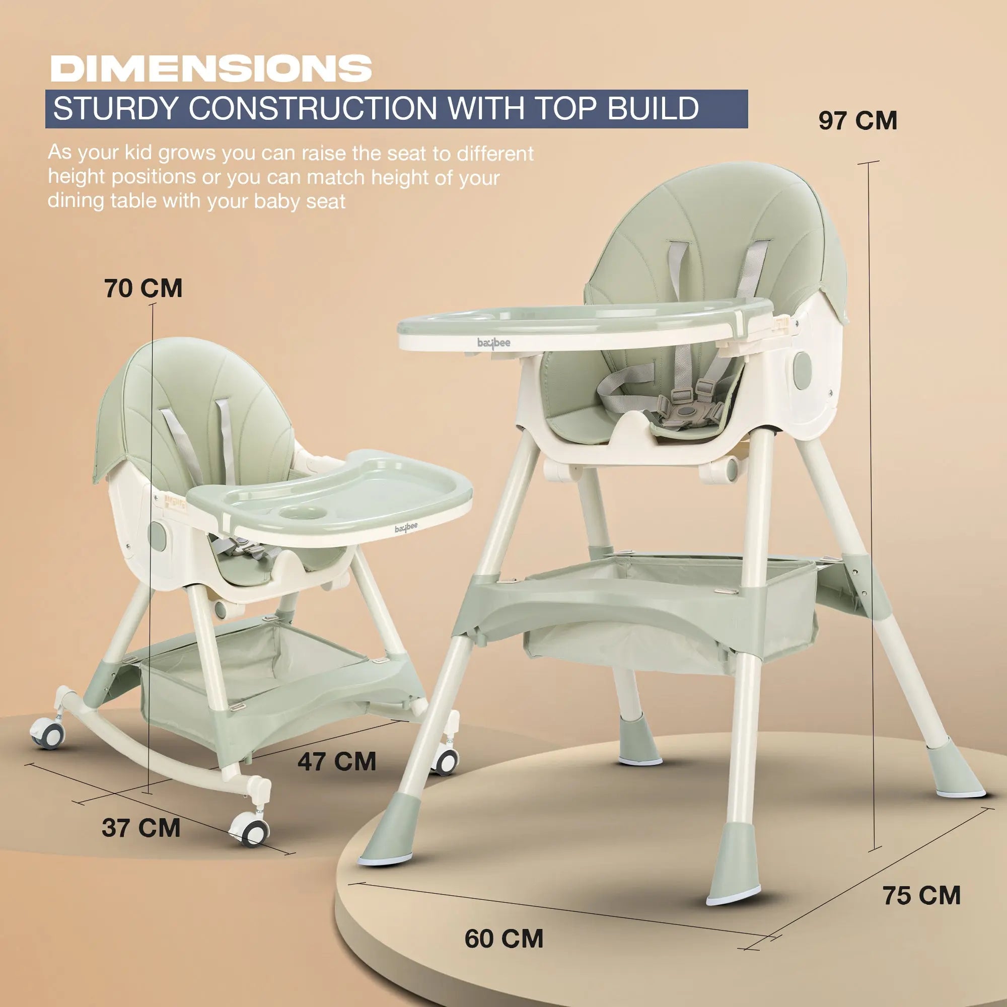 Baybee 4 in 1 Convertible High Chair for Kids - Image 17