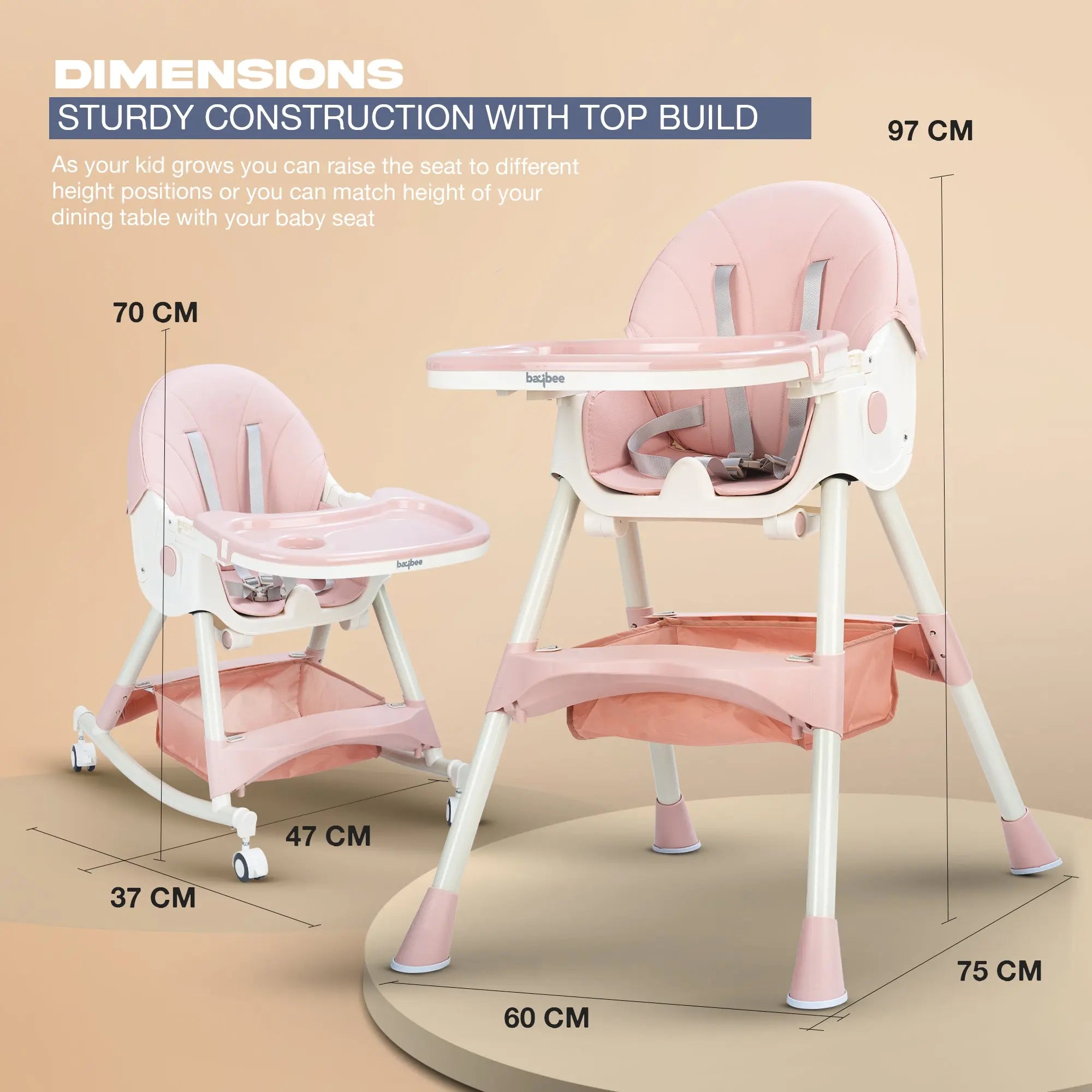 Baybee 4 in 1 Convertible High Chair for Kids - Image 31