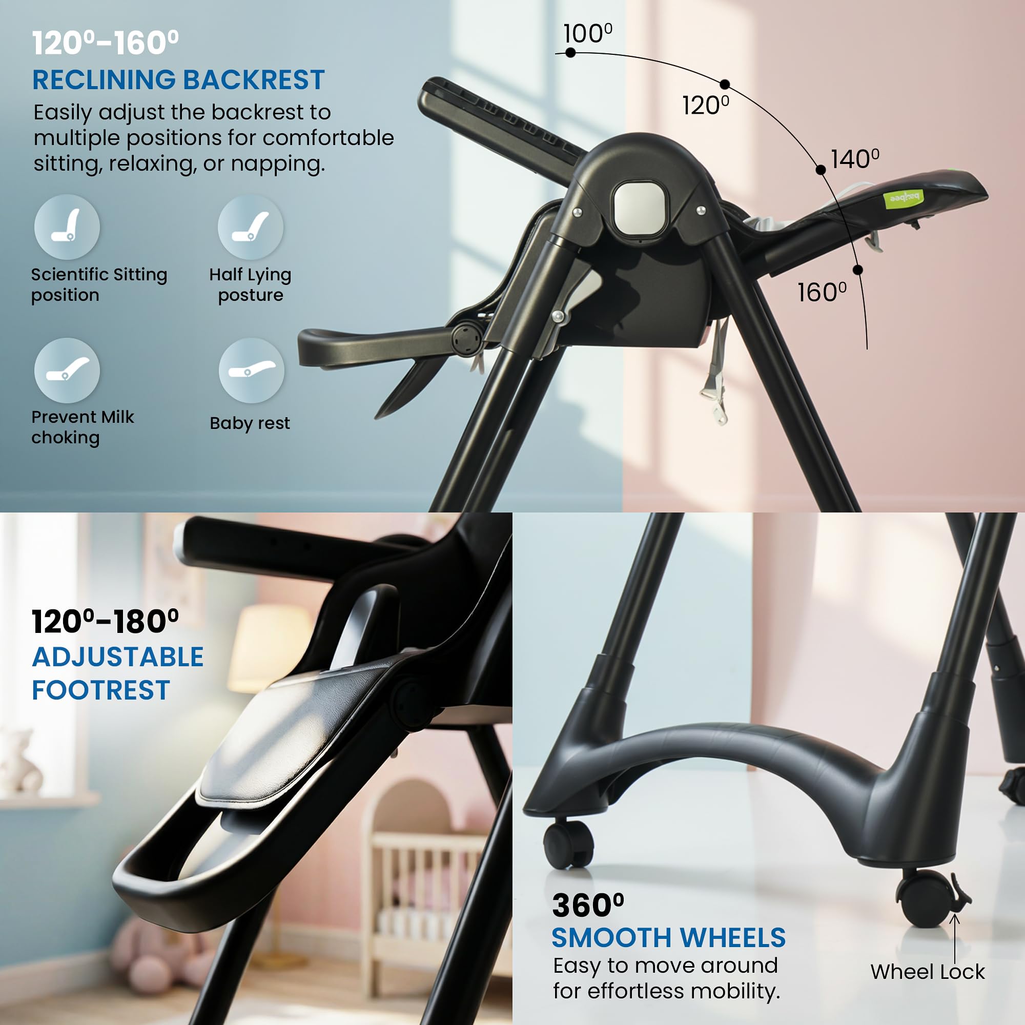 Baybee High Chair for Baby Adjustable Feeding Chair - Image 6