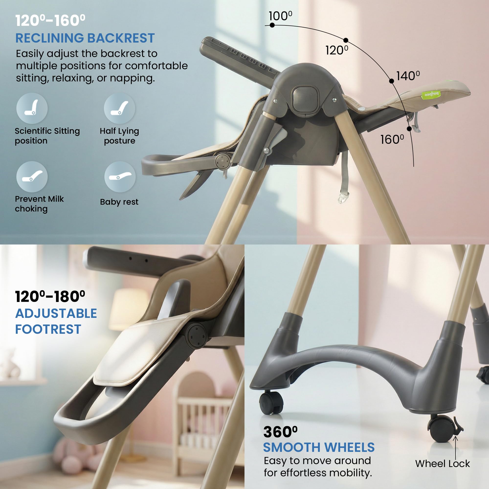 Baybee High Chair for Baby Adjustable Feeding Chair - Image 14