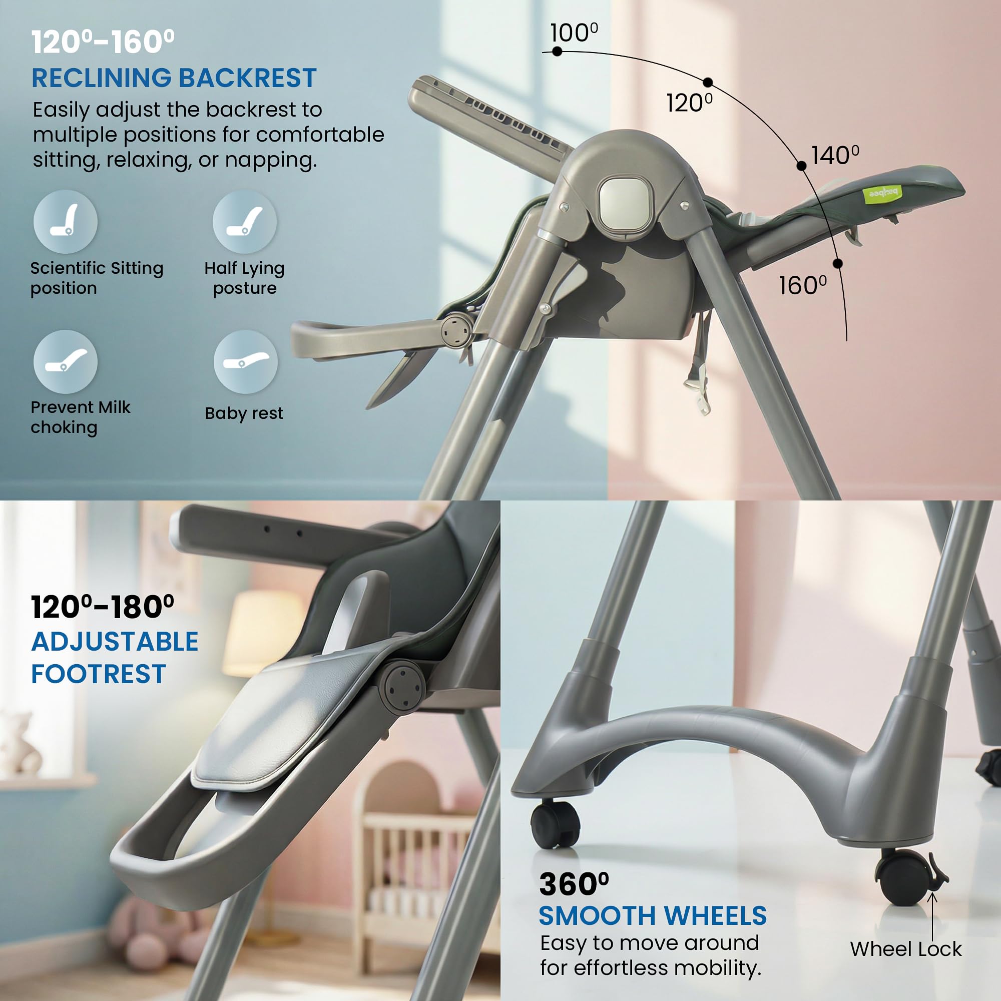 Baybee High Chair for Baby Adjustable Feeding Chair - Image 22