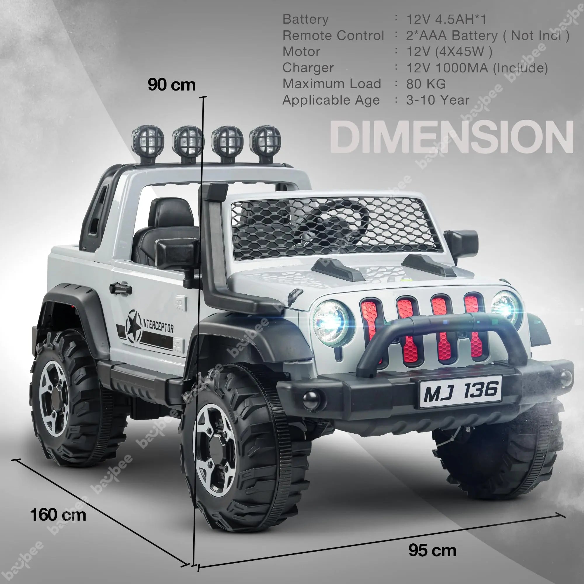 Baybee Atom Rechargeable Battery Operated Jeep for Kids - Image 14
