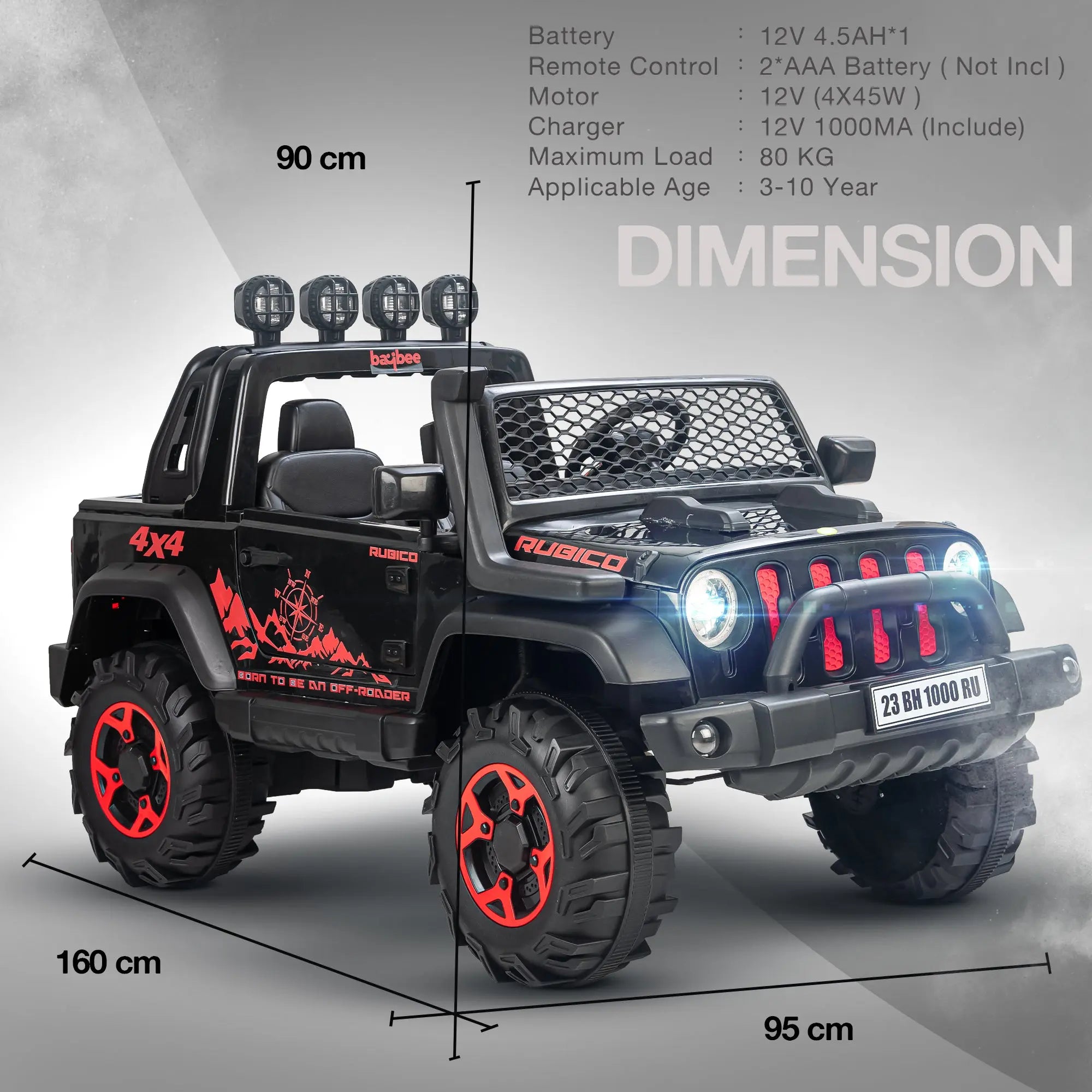 Baybee Atom Rechargeable Battery Operated Jeep for Kids - Image 24