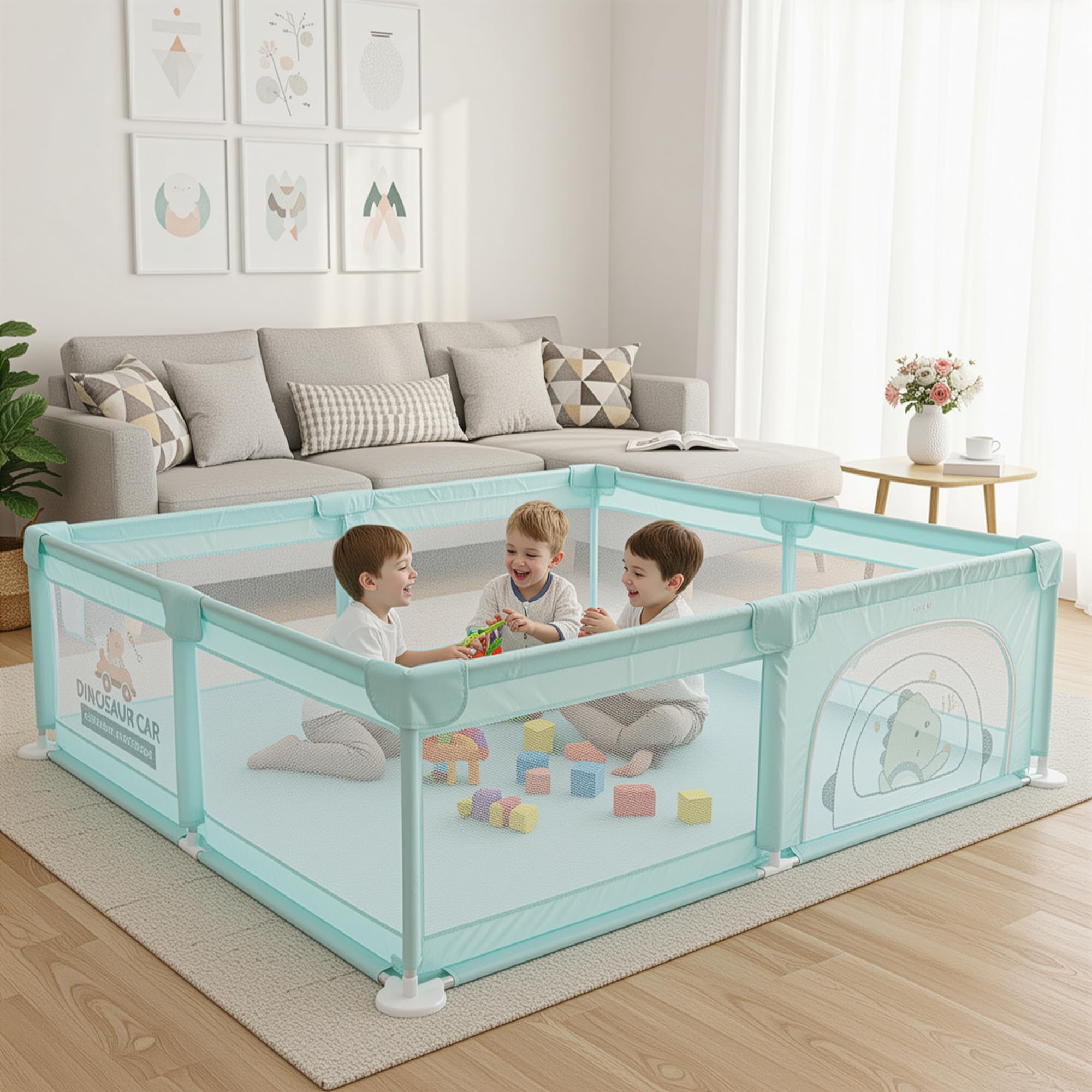 Baybee JoyHub Kids Playpen for Babies Baby Play Area Indoor Setup with Zipper Door (200 x 180 CM) - Image 2