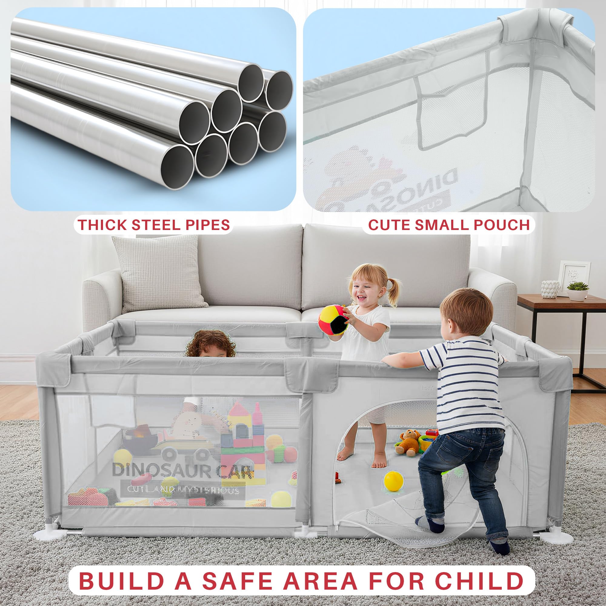 Baybee JoyHub Kids Playpen for Babies Baby Play Area Indoor Setup with Zipper Door (200 x 180 CM) - Image 4
