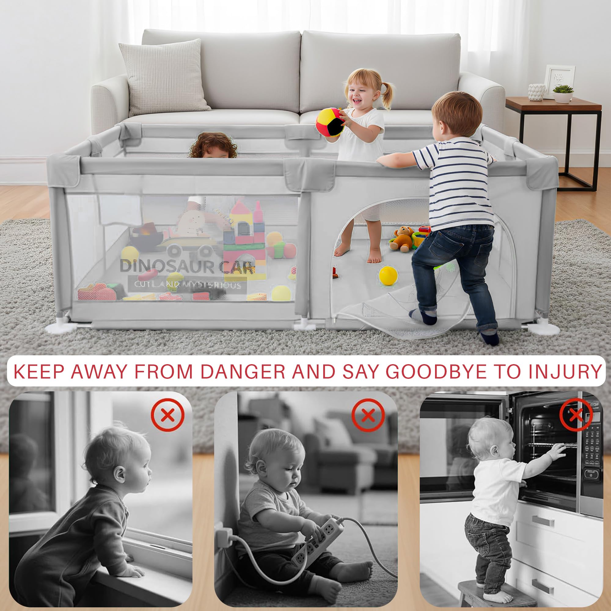 Baybee JoyHub Kids Playpen for Babies Baby Play Area Indoor Setup with Zipper Door (200 x 180 CM) - Image 6