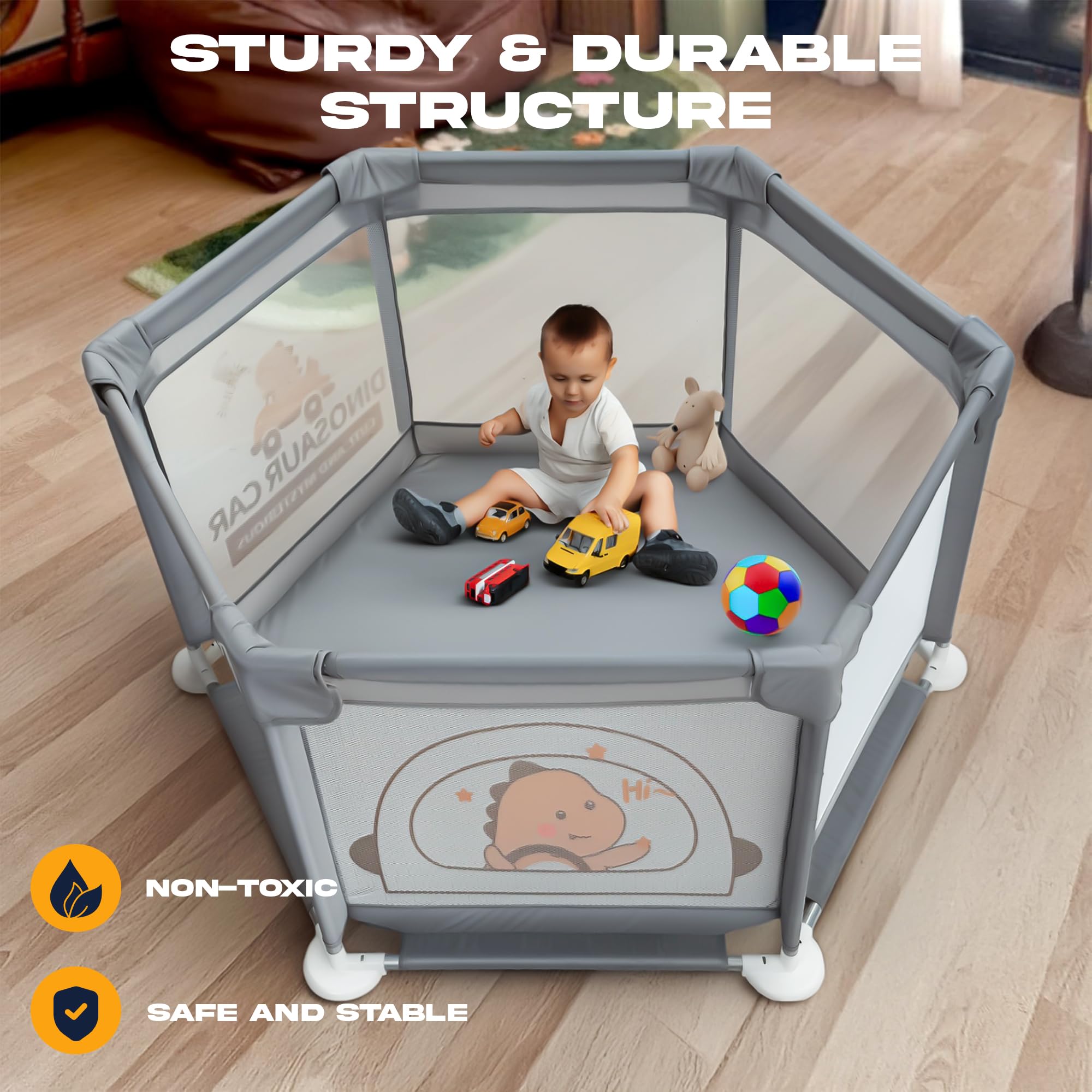 Baybee Neo Kids Playpen for Babies Baby Activity Playards with Zipper Lock - Image 3