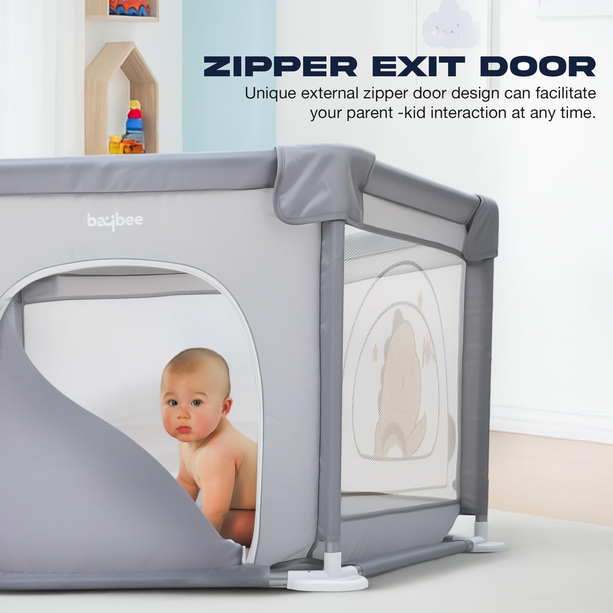 Baybee Neo Kids Playpen for Babies Baby Activity Playards with Zipper Lock - Image 6