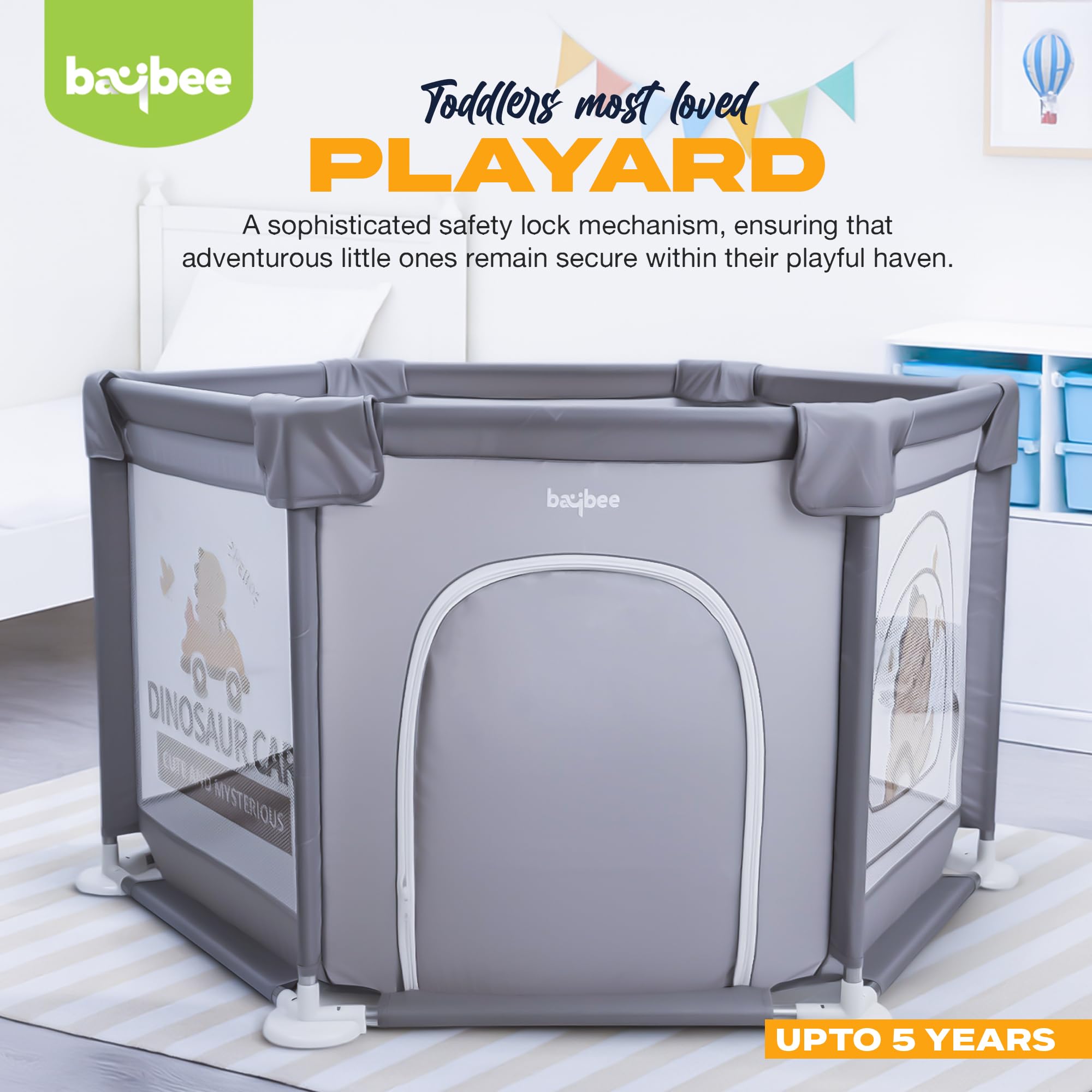 Baybee Neo Kids Playpen for Babies Baby Activity Playards with Zipper Lock - Image 8