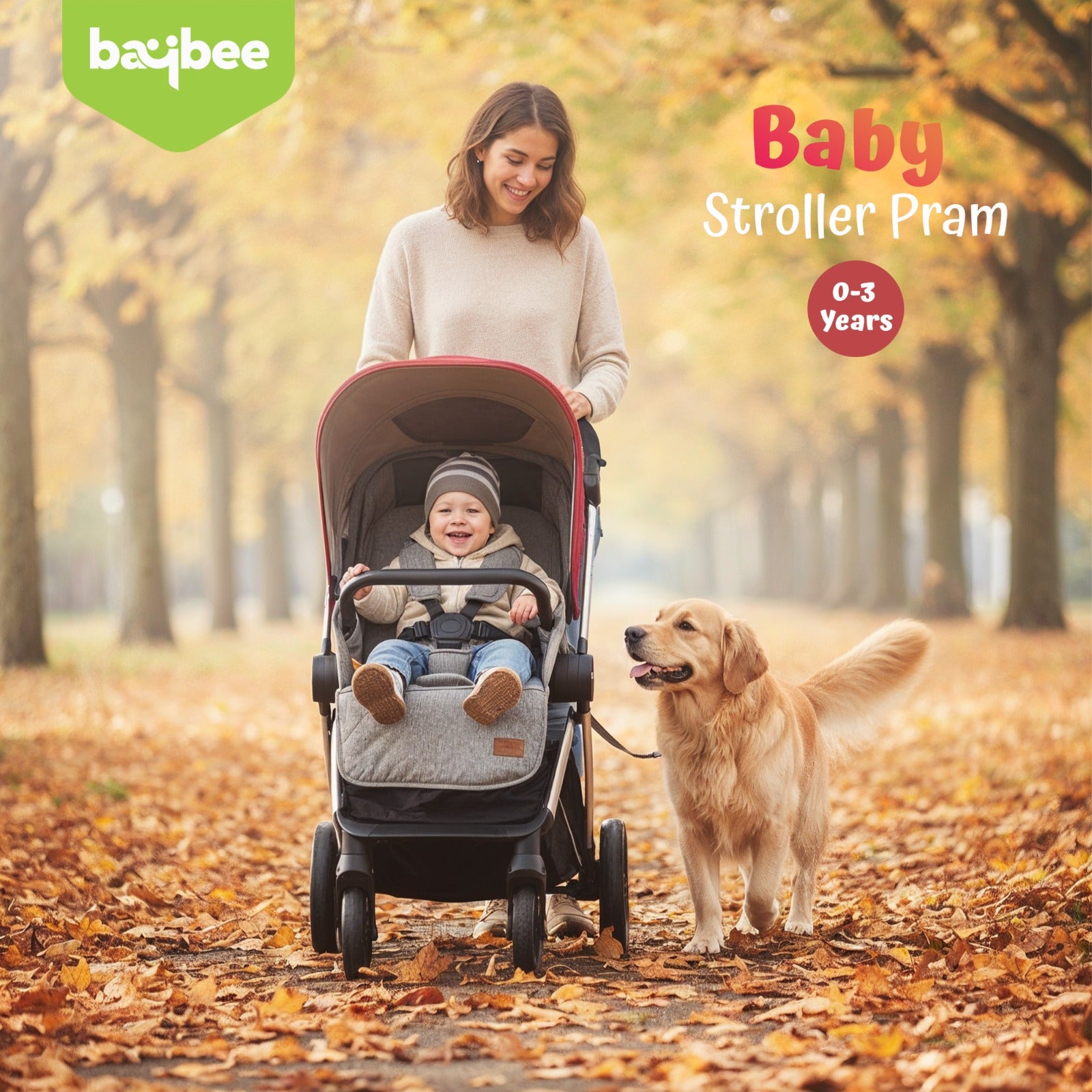Baybee Infant Baby Pram Stroller for Babies with 3-Position Adjustable - Image 2