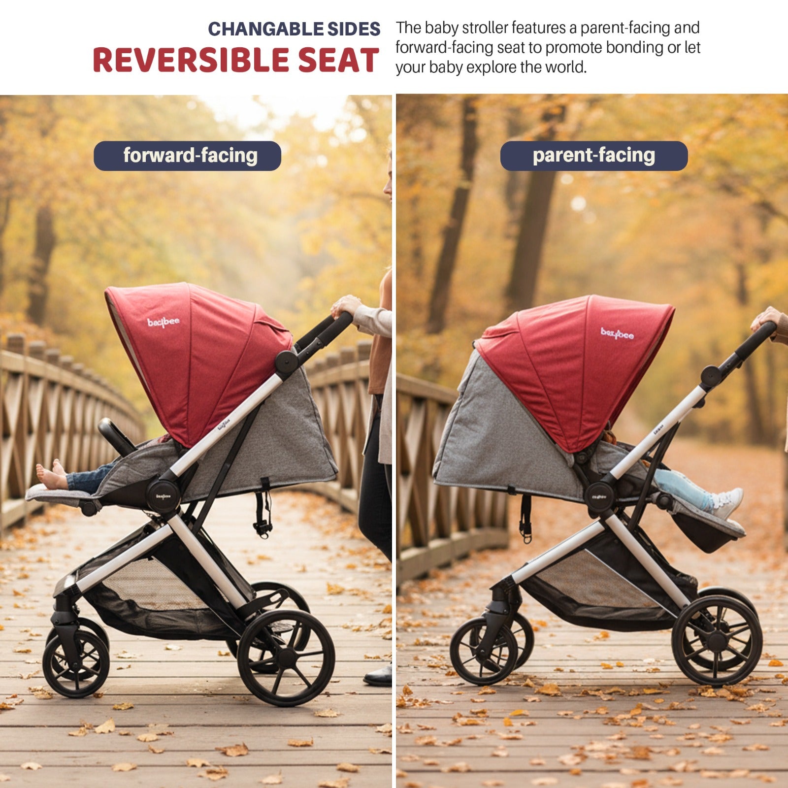 Baybee Infant Baby Pram Stroller for Babies with 3-Position Adjustable - Image 3