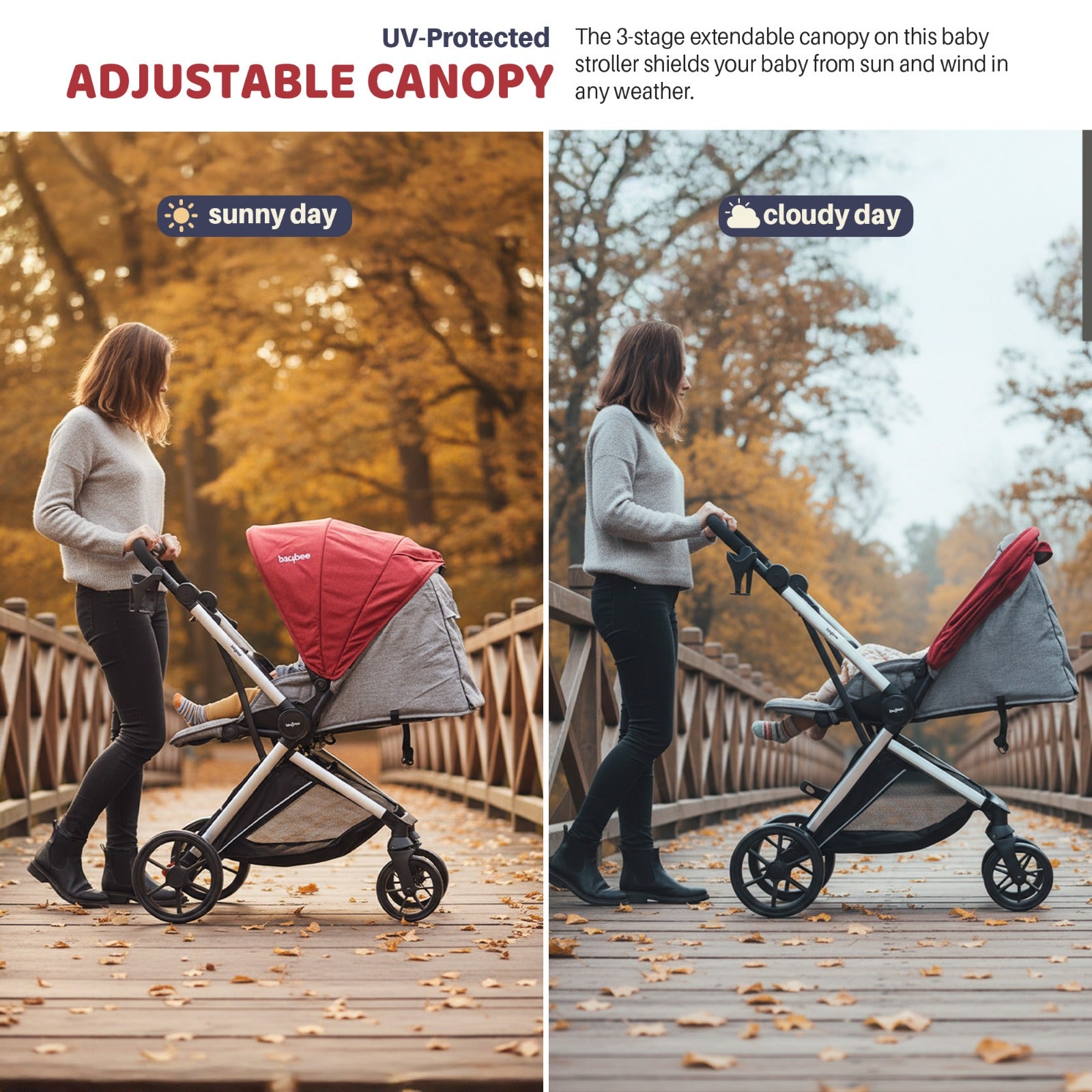 Baybee Infant Baby Pram Stroller for Babies with 3-Position Adjustable - Image 4