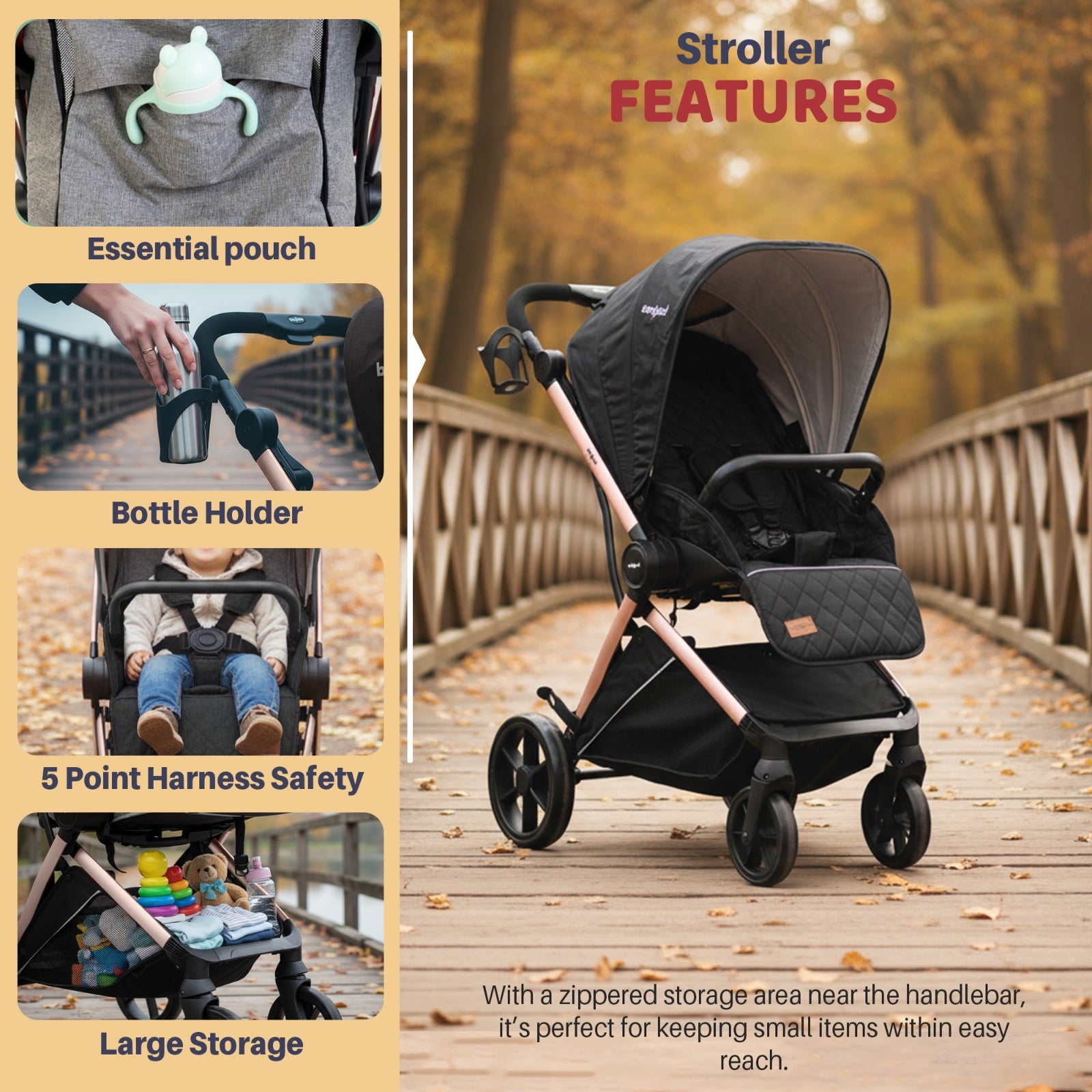 Baybee Infant Baby Pram Stroller for Babies with 3-Position Adjustable - Image 17