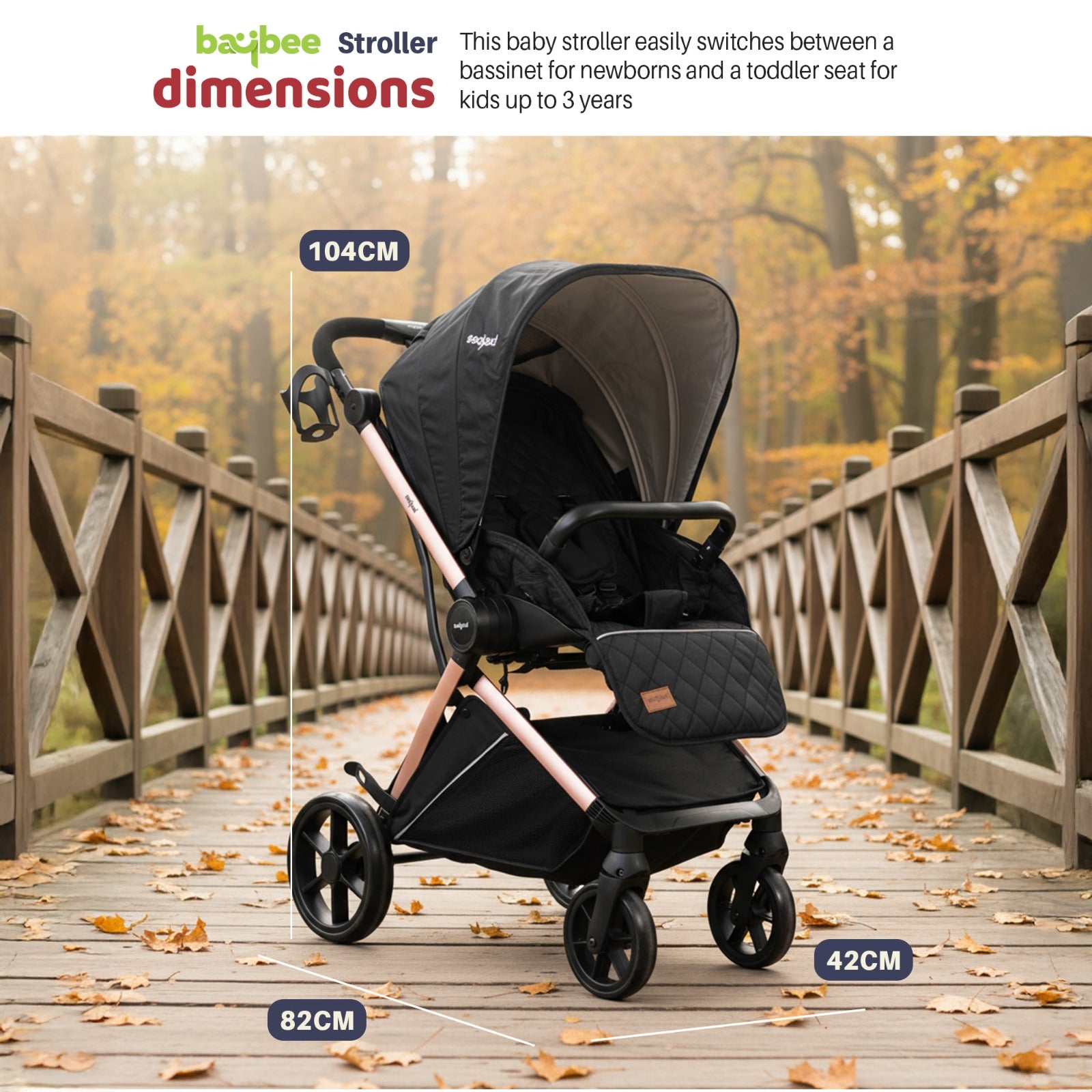 Baybee Infant Baby Pram Stroller for Babies with 3-Position Adjustable - Image 18
