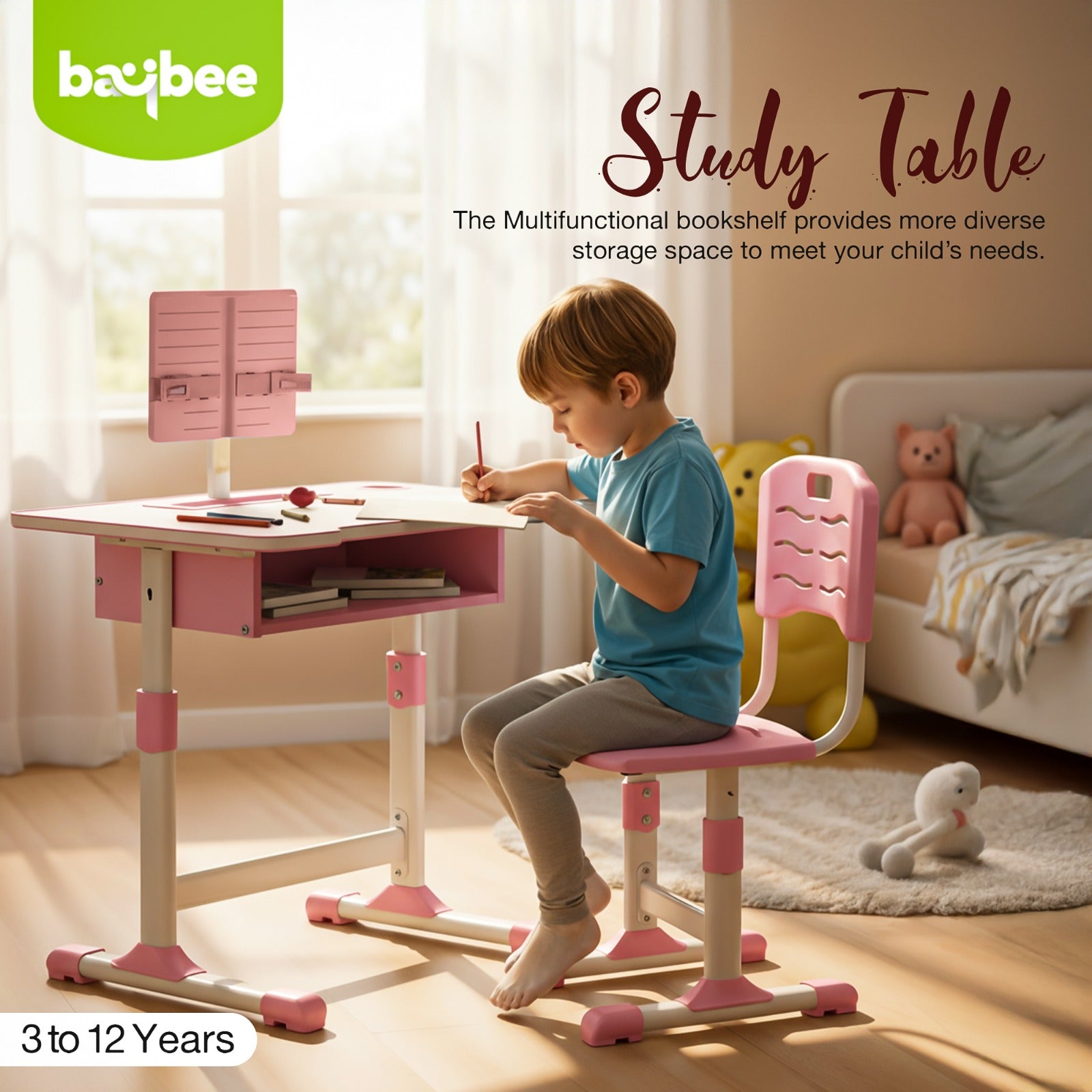 Baybee Height Adjustable Study Table and Chair Set for Kids Study Table - Image 2