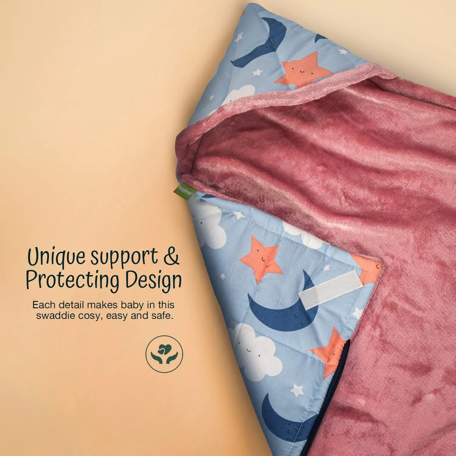 BAYBEE Cotton Baby Snuggle Pod Swaddle Wrap for Newborn with U Shape Ring Head Protection Support - Image 6