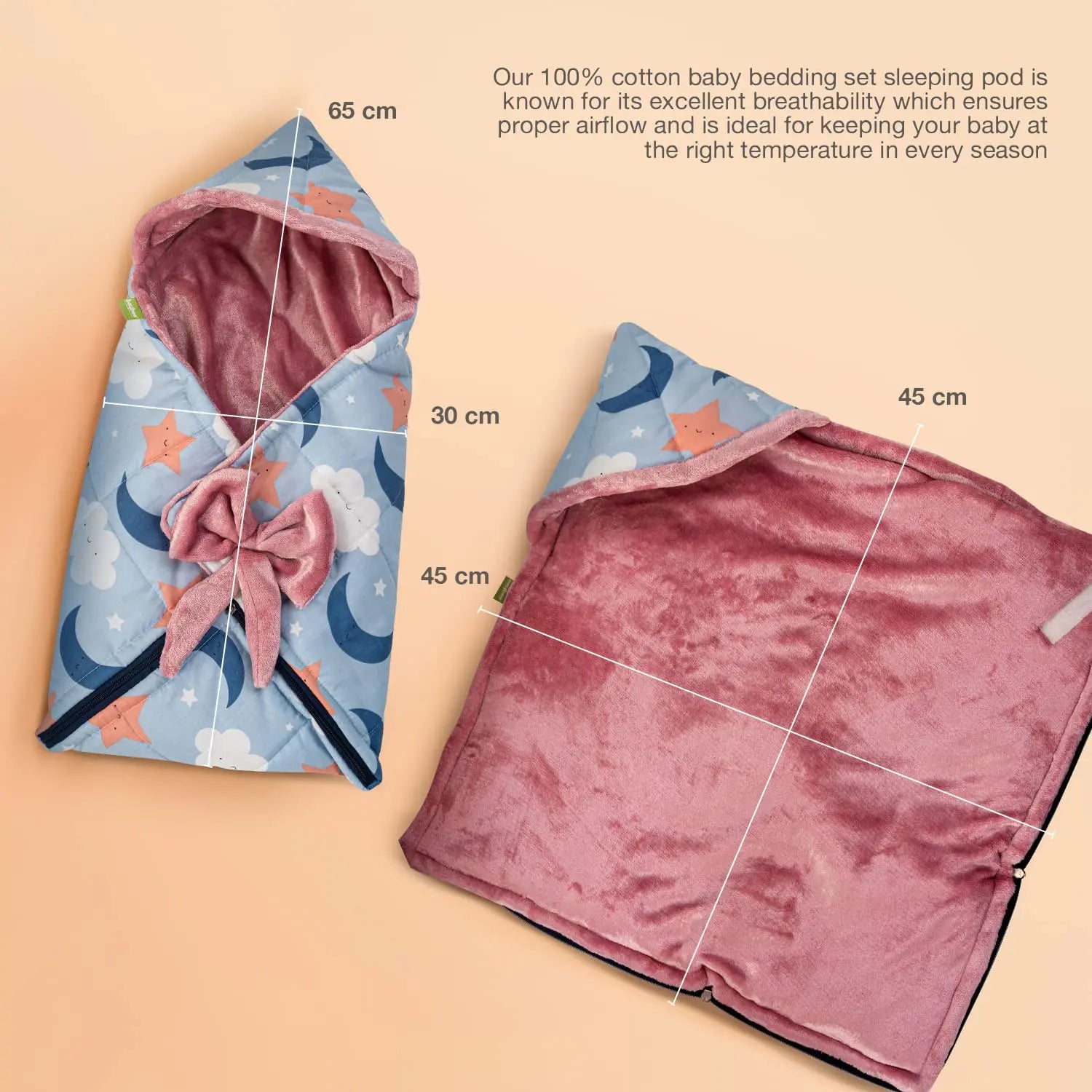 BAYBEE Cotton Baby Snuggle Pod Swaddle Wrap for Newborn with U Shape Ring Head Protection Support - Image 7