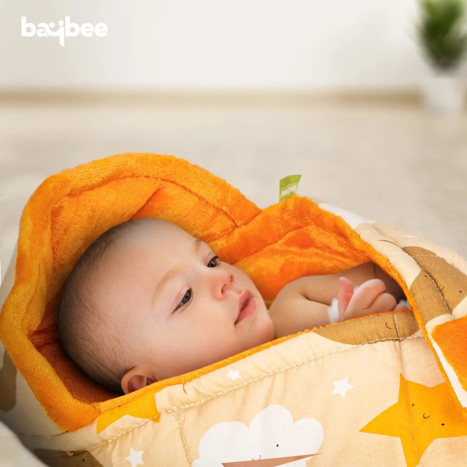 BAYBEE Cotton Baby Snuggle Pod Swaddle Wrap for Newborn with U Shape Ring Head Protection Support - Image 17