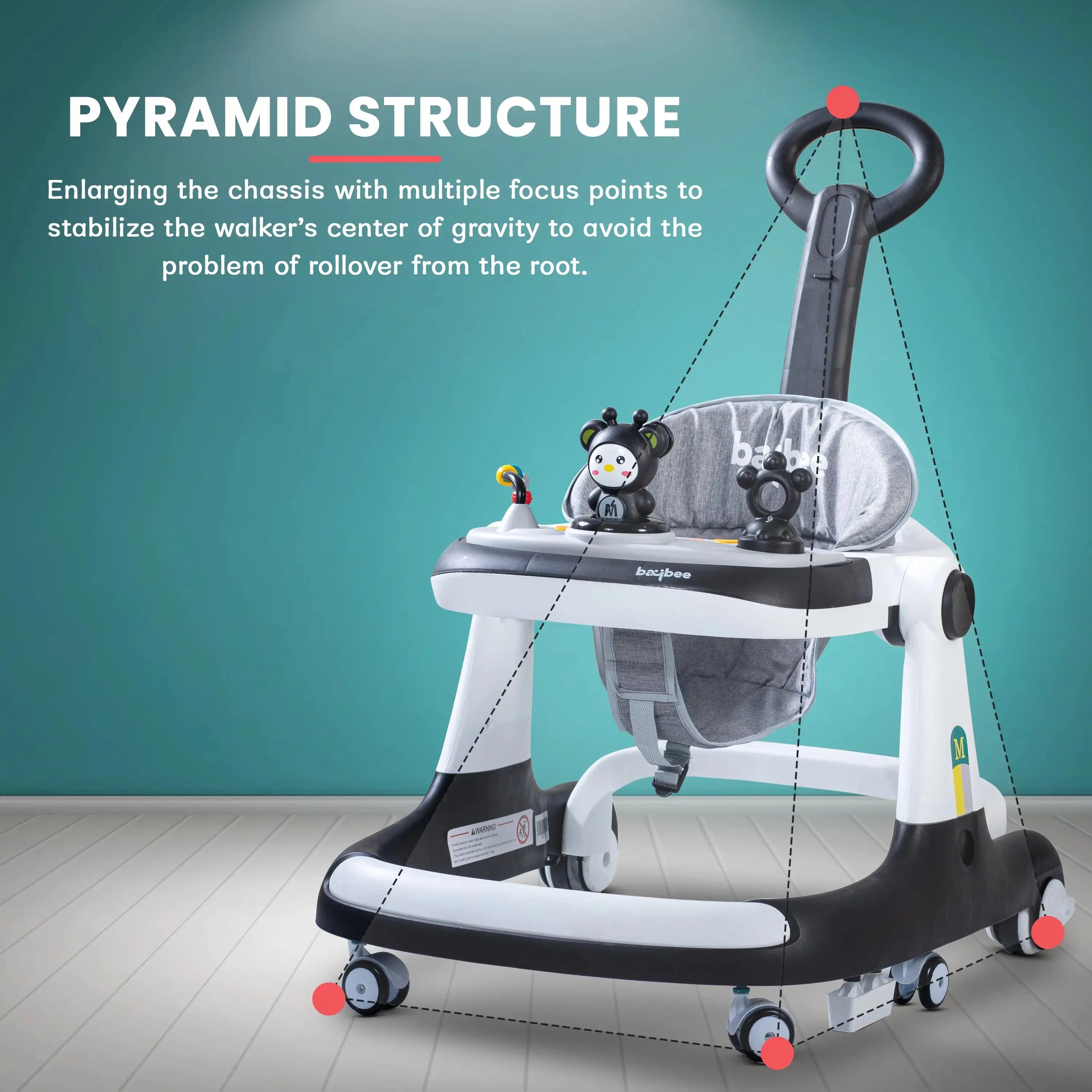 Baybee 2 IN 1 Baby Walker for Kids Round Kids Walker with Parental Push Handle - Image 3
