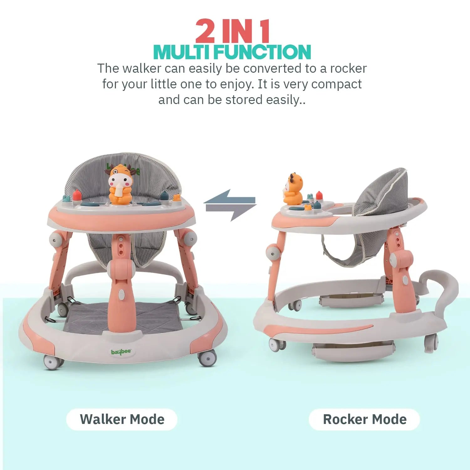 Baybee Activity Walker with Rocker for Kids with 3 Adjustable Height & Foot Mat - Image 3