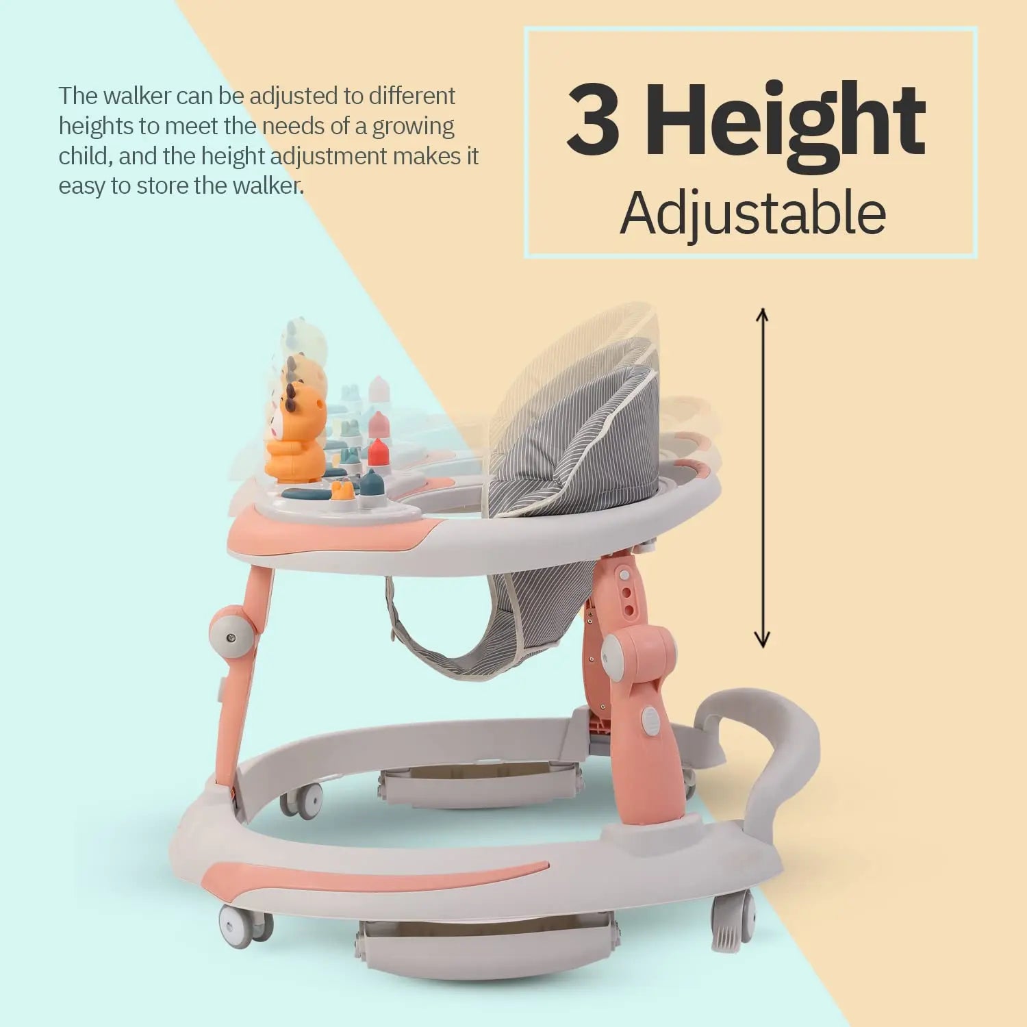 Baybee Activity Walker with Rocker for Kids with 3 Adjustable Height & Foot Mat - Image 6