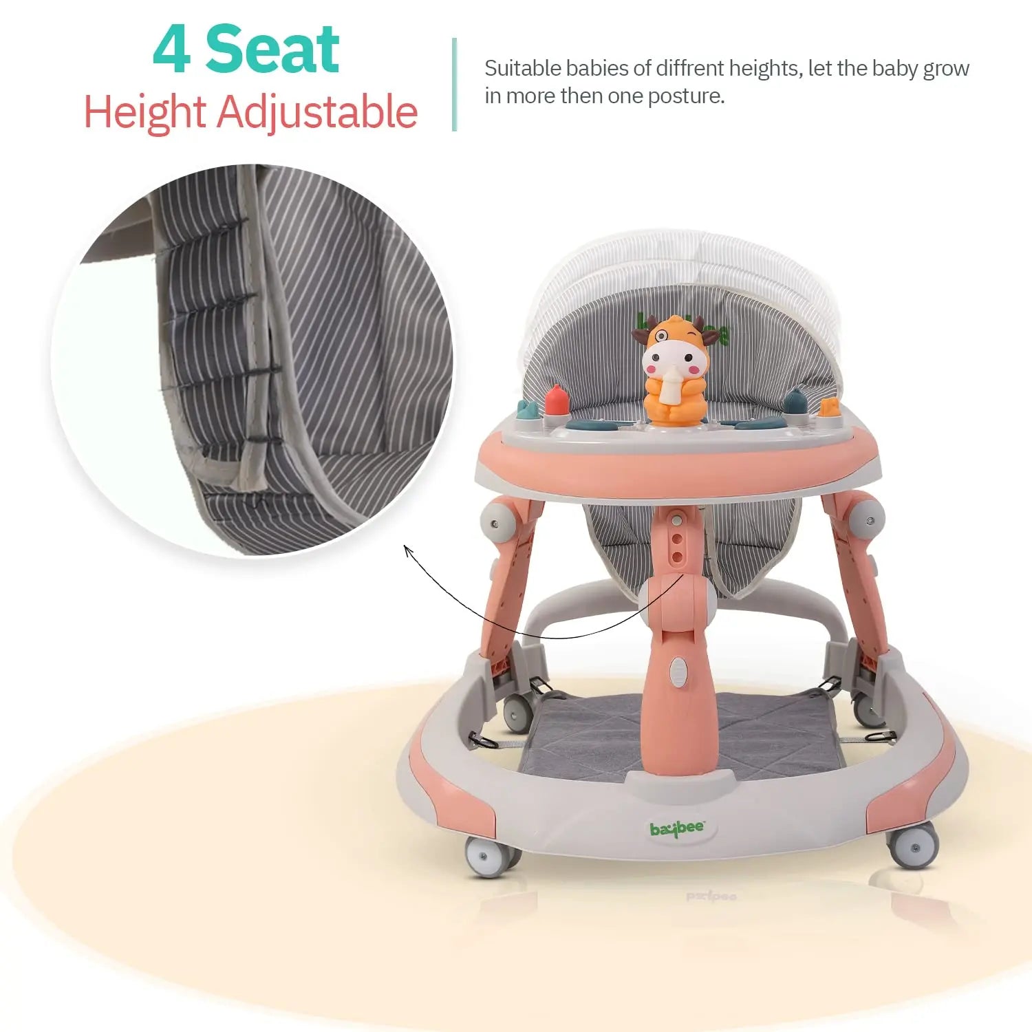 Baybee Activity Walker with Rocker for Kids with 3 Adjustable Height & Foot Mat - Image 7
