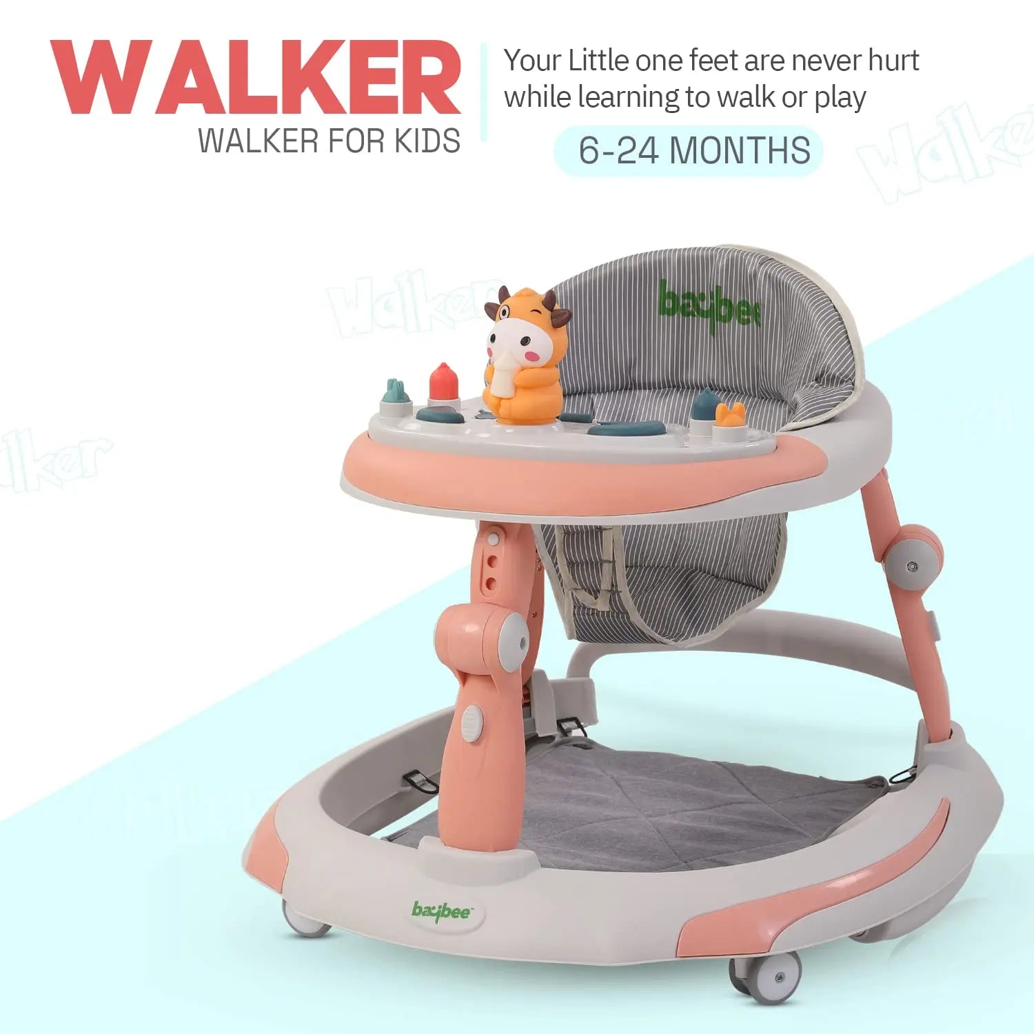 Baybee Activity Walker with Rocker for Kids with 3 Adjustable Height & Foot Mat - Image 8
