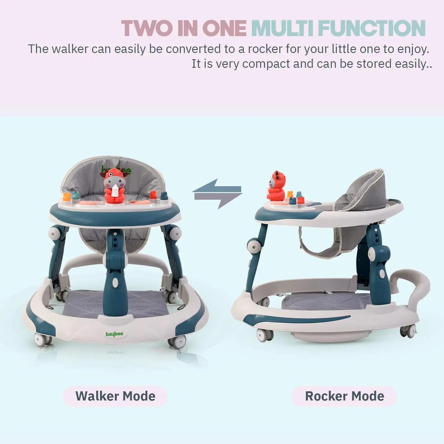 Baybee Activity Walker with Rocker for Kids with 3 Adjustable Height & Foot Mat - Image 12