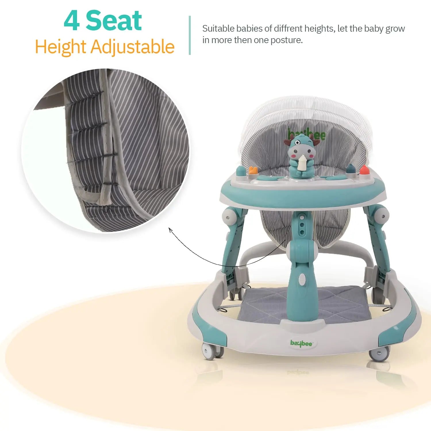 Baybee Activity Walker with Rocker for Kids with 3 Adjustable Height & Foot Mat - Image 26