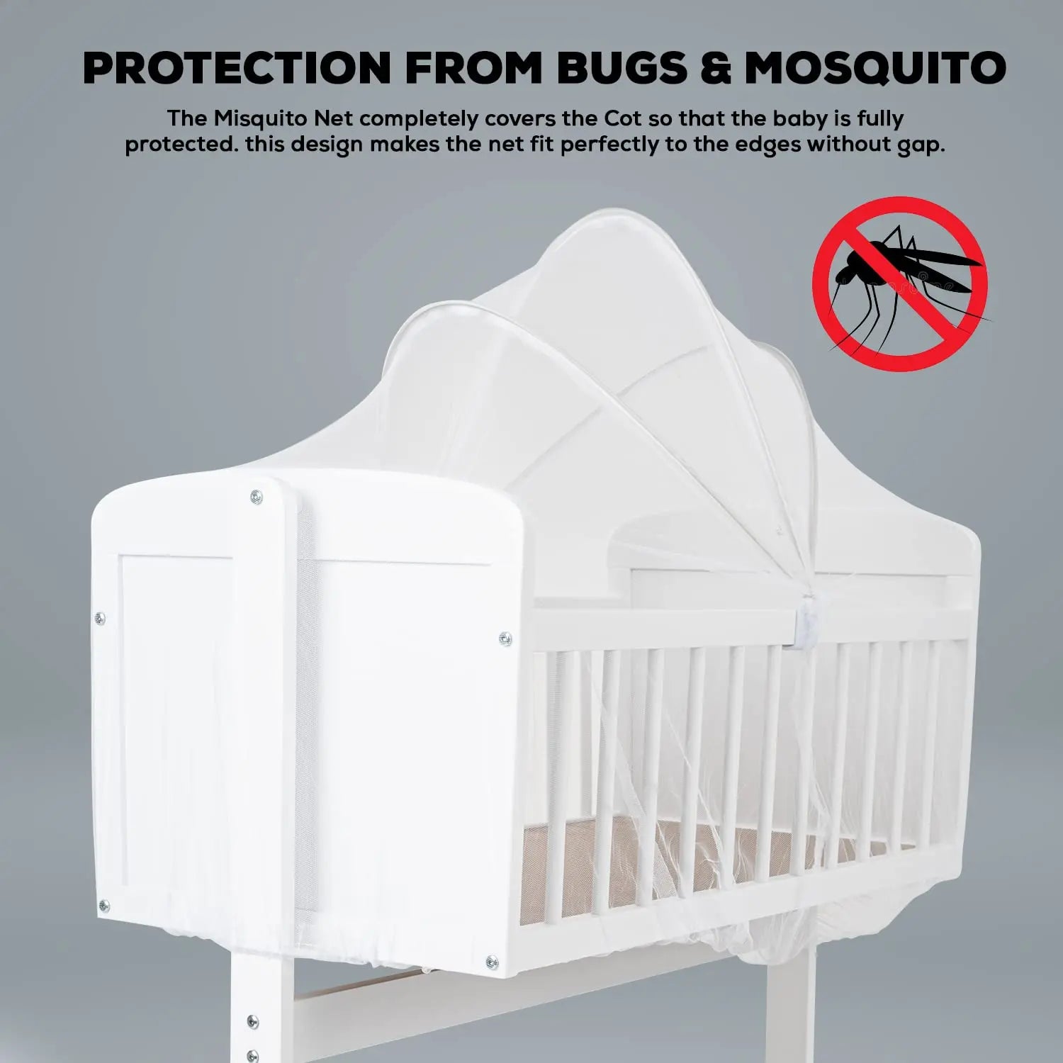 BAYBEE Lucenta Cradle for Baby with Adjustable Height, Baby Cot, Mosquito Net & Mattress - Image 8