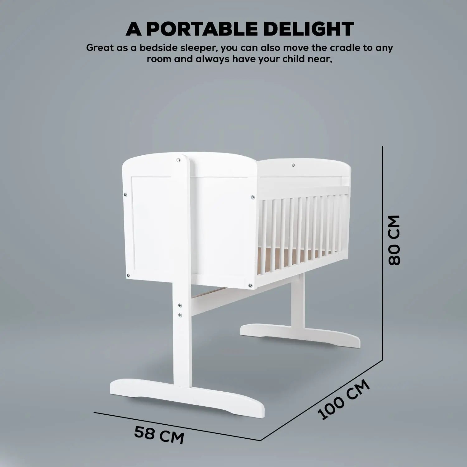 BAYBEE Lucenta Cradle for Baby with Adjustable Height, Baby Cot, Mosquito Net & Mattress - Image 11