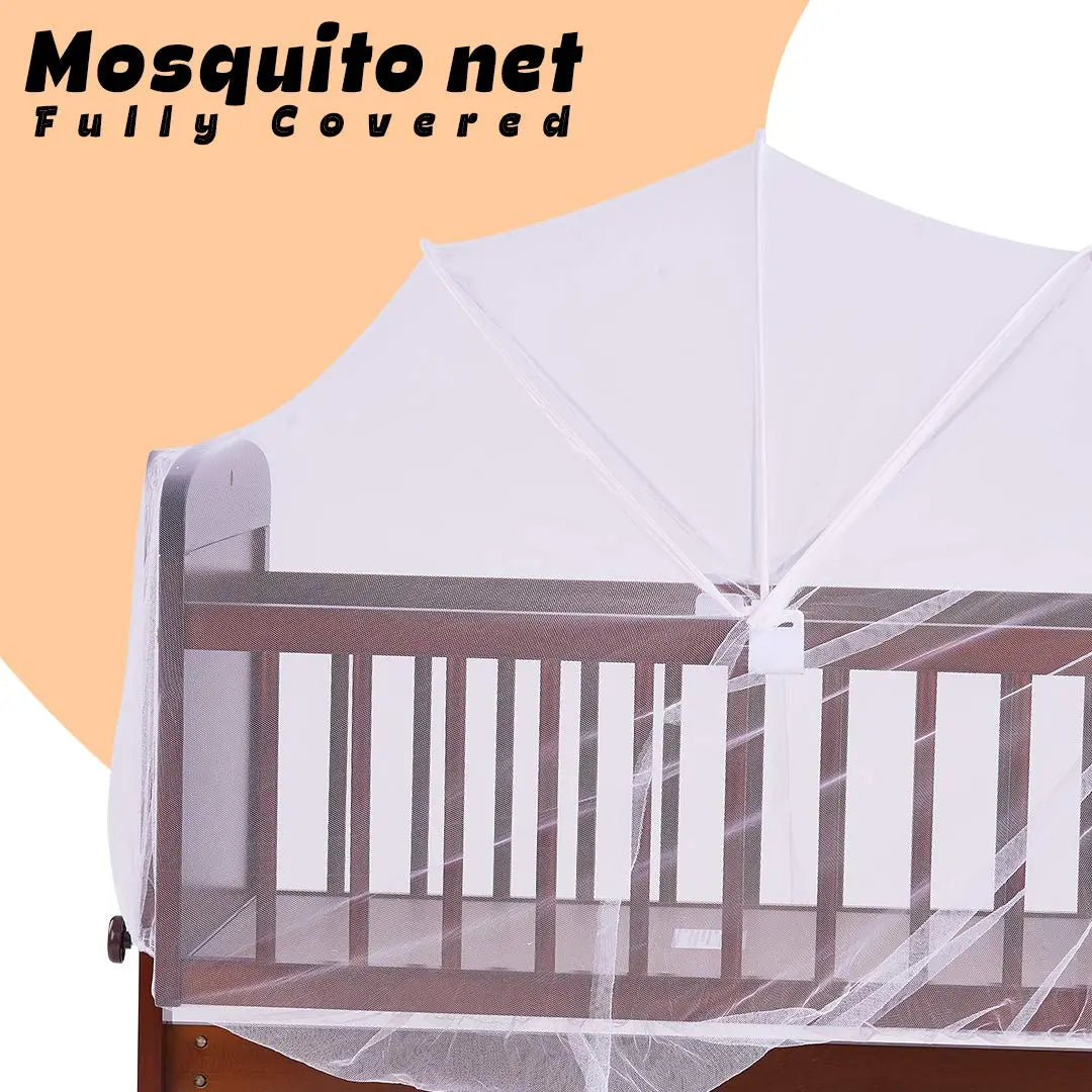 BAYBEE Lucenta Cradle for Baby with Adjustable Height, Baby Cot, Mosquito Net & Mattress - Image 12