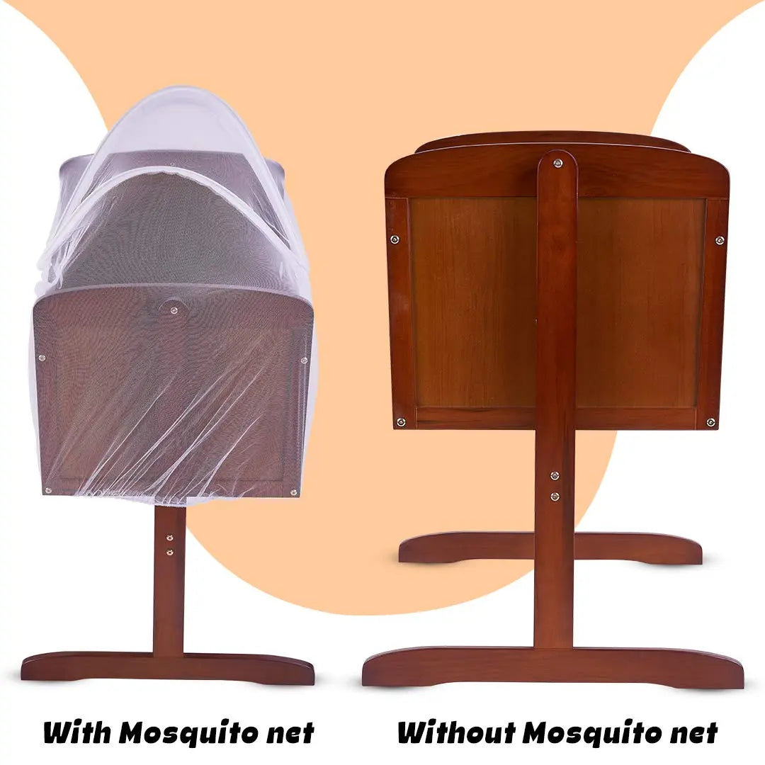 BAYBEE Lucenta Cradle for Baby with Adjustable Height, Baby Cot, Mosquito Net & Mattress - Image 14