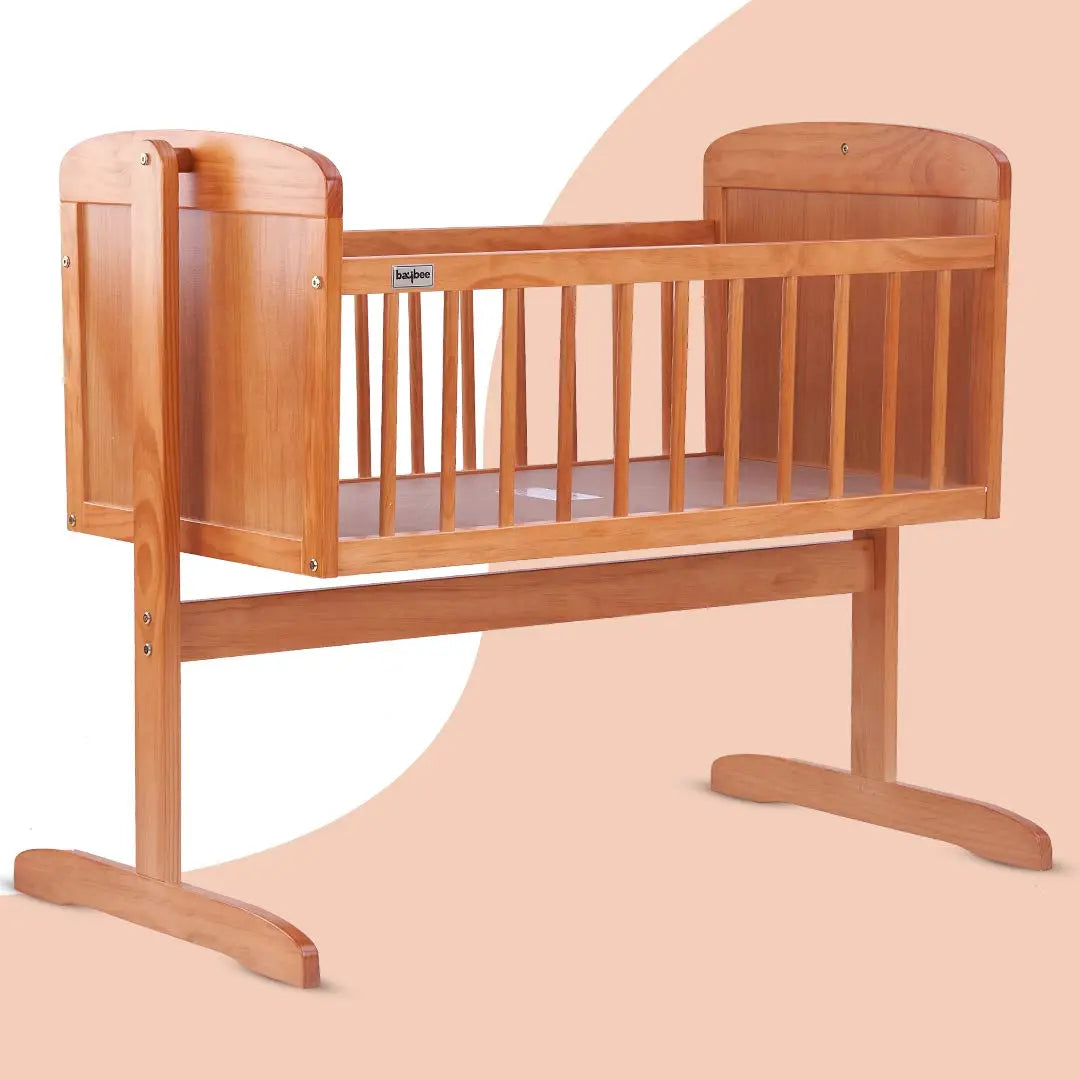 BAYBEE Lucenta Cradle for Baby with Adjustable Height, Baby Cot, Mosquito Net & Mattress - Image 15
