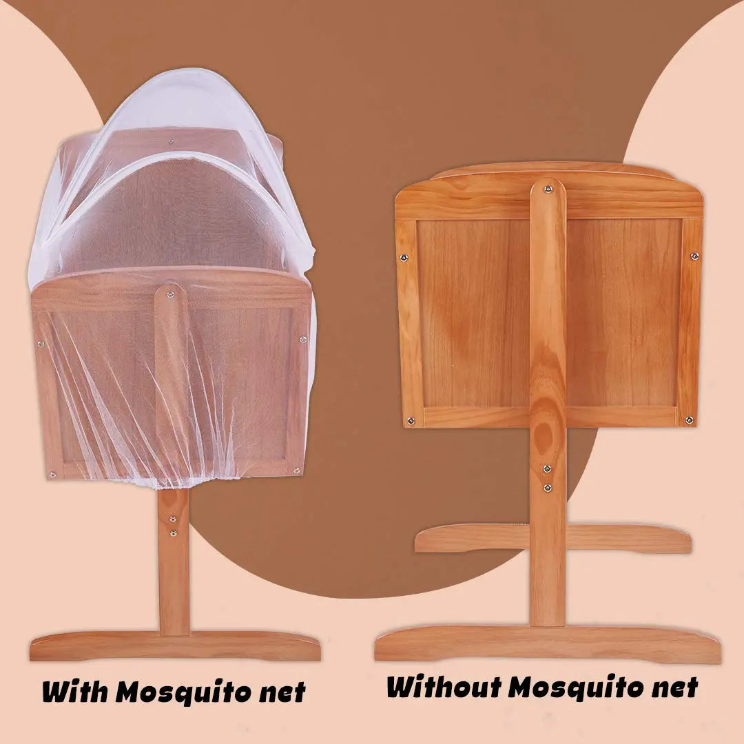 BAYBEE Lucenta Cradle for Baby with Adjustable Height, Baby Cot, Mosquito Net & Mattress - Image 22