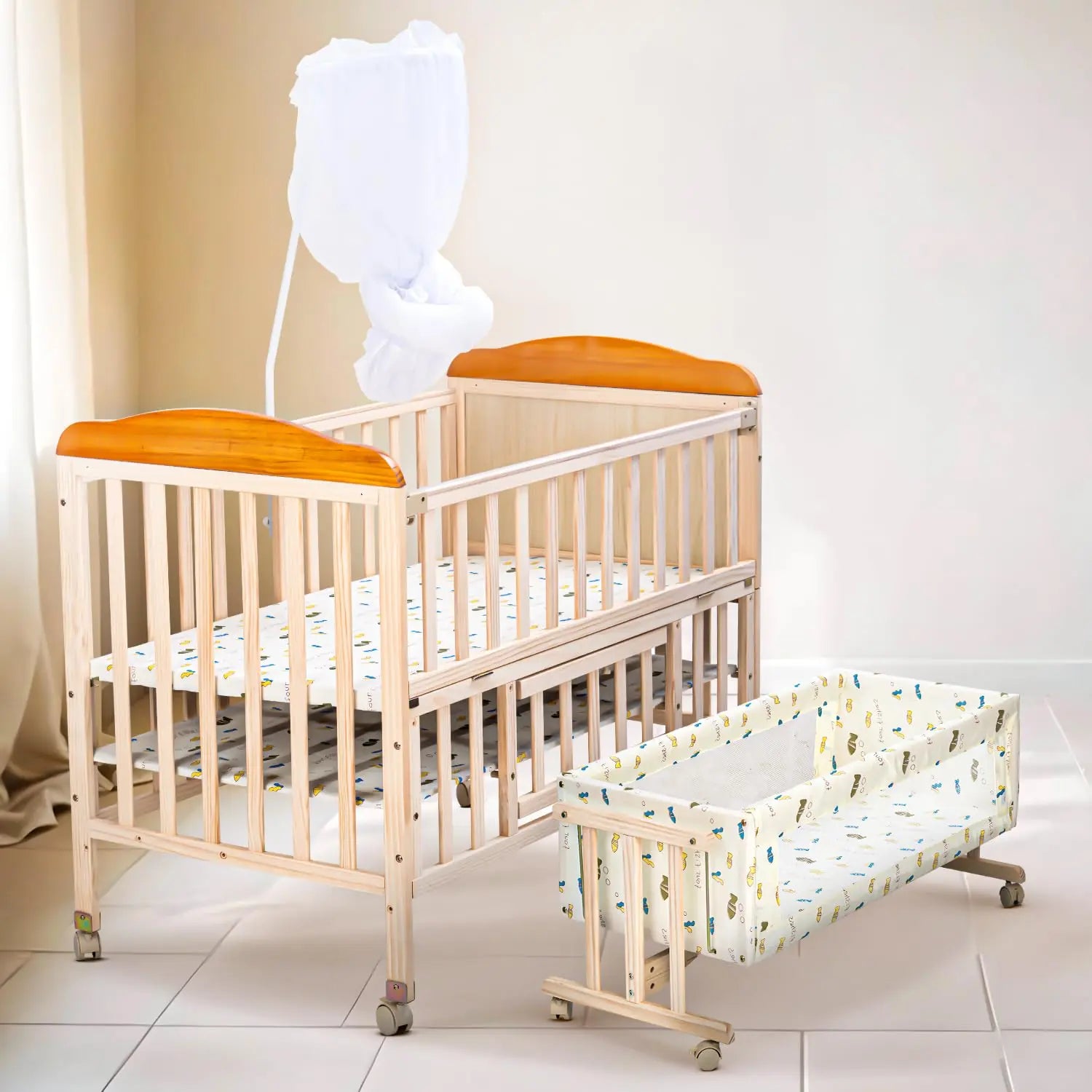 Baybee_Crolla_3_in_1_Wooden_Cradle_for_New_Born_Baby_01 Baybee Crolla 3 in 1 Wooden Cradle for New Born Baby - Image 1